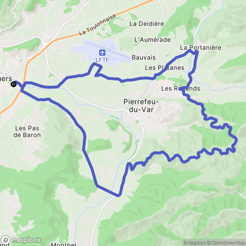 Cuers : carte du parcours de randonnée - France