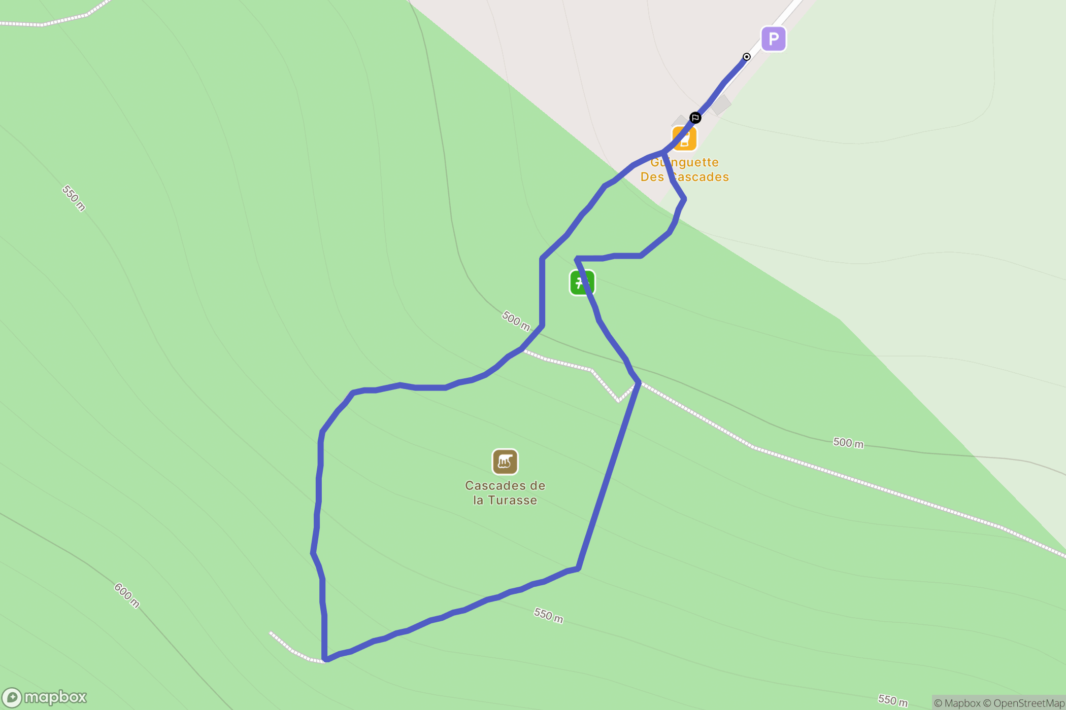 Roquefort-les-Cascades : carte du parcours de randonnée - France