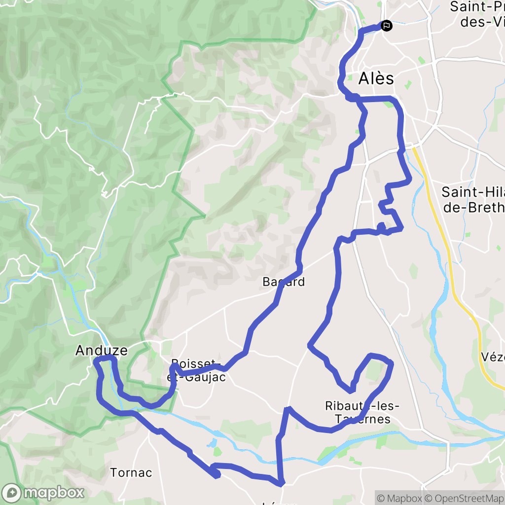 Alès : carte du parcours de randonnée - France