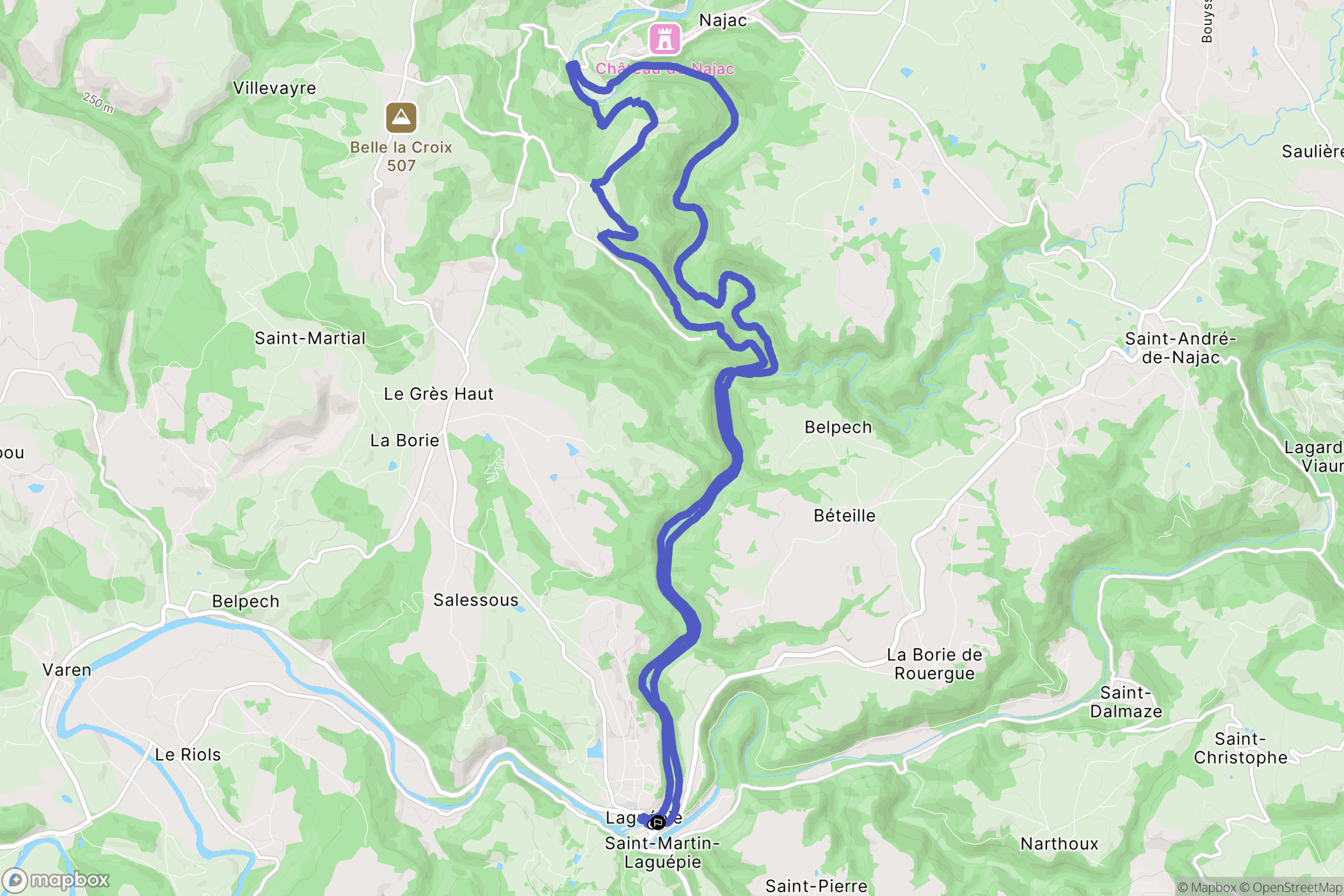 Laguépie : carte du parcours de randonnée - France