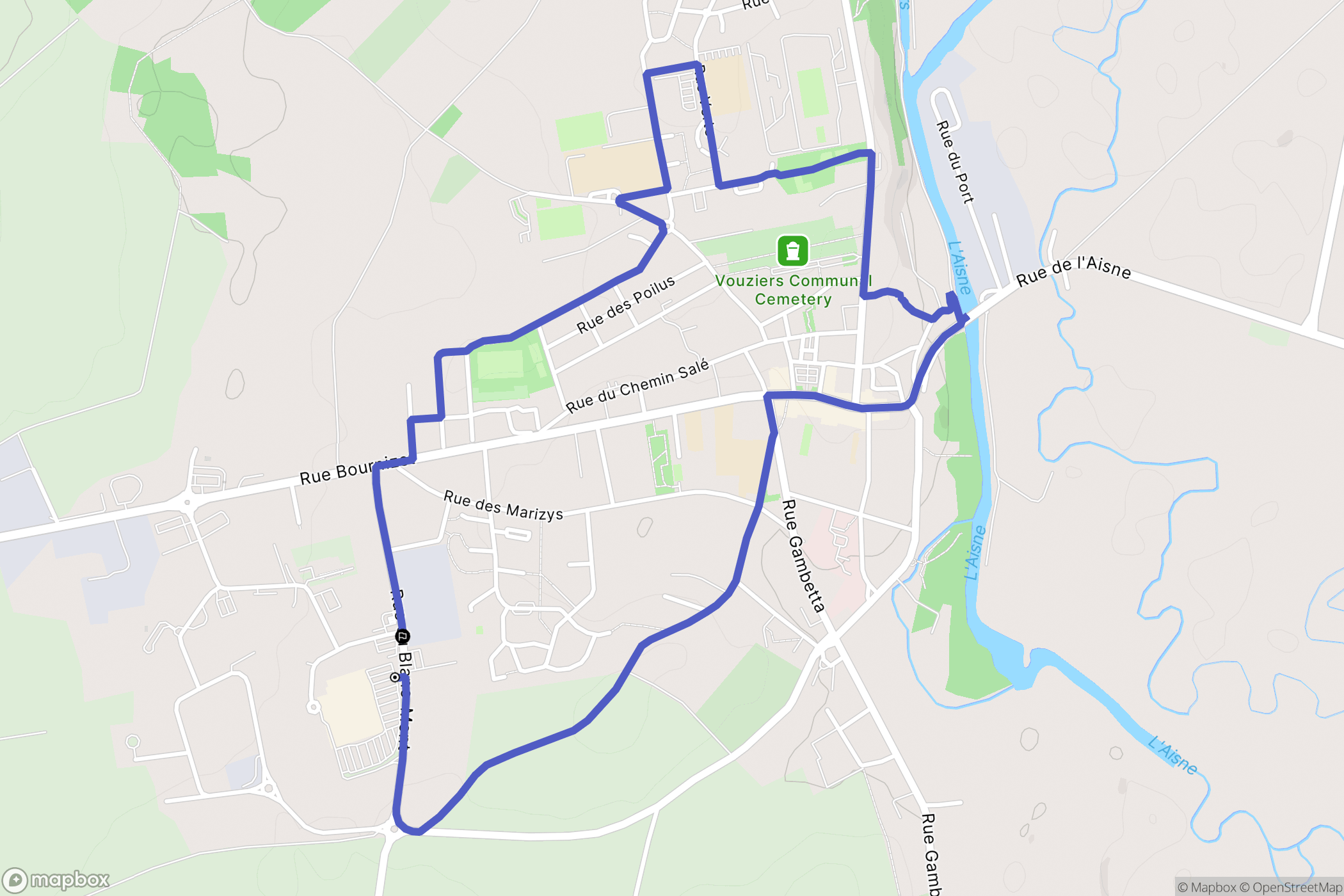 Vouziers : carte du parcours de randonnée - France