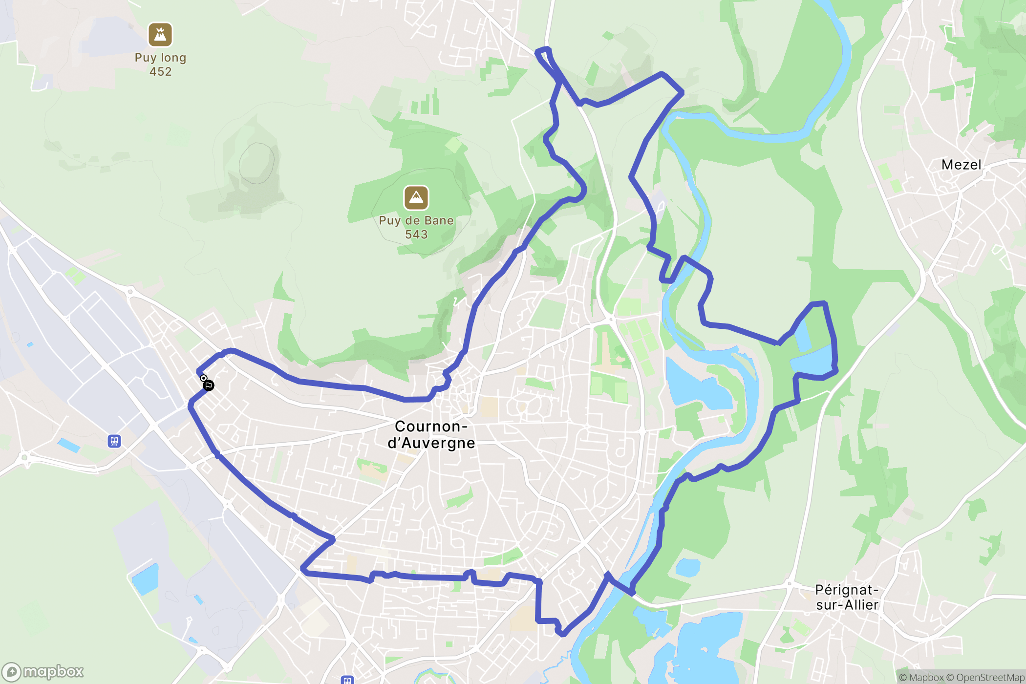 Cournon-d'Auvergne : carte du parcours de randonnée - France