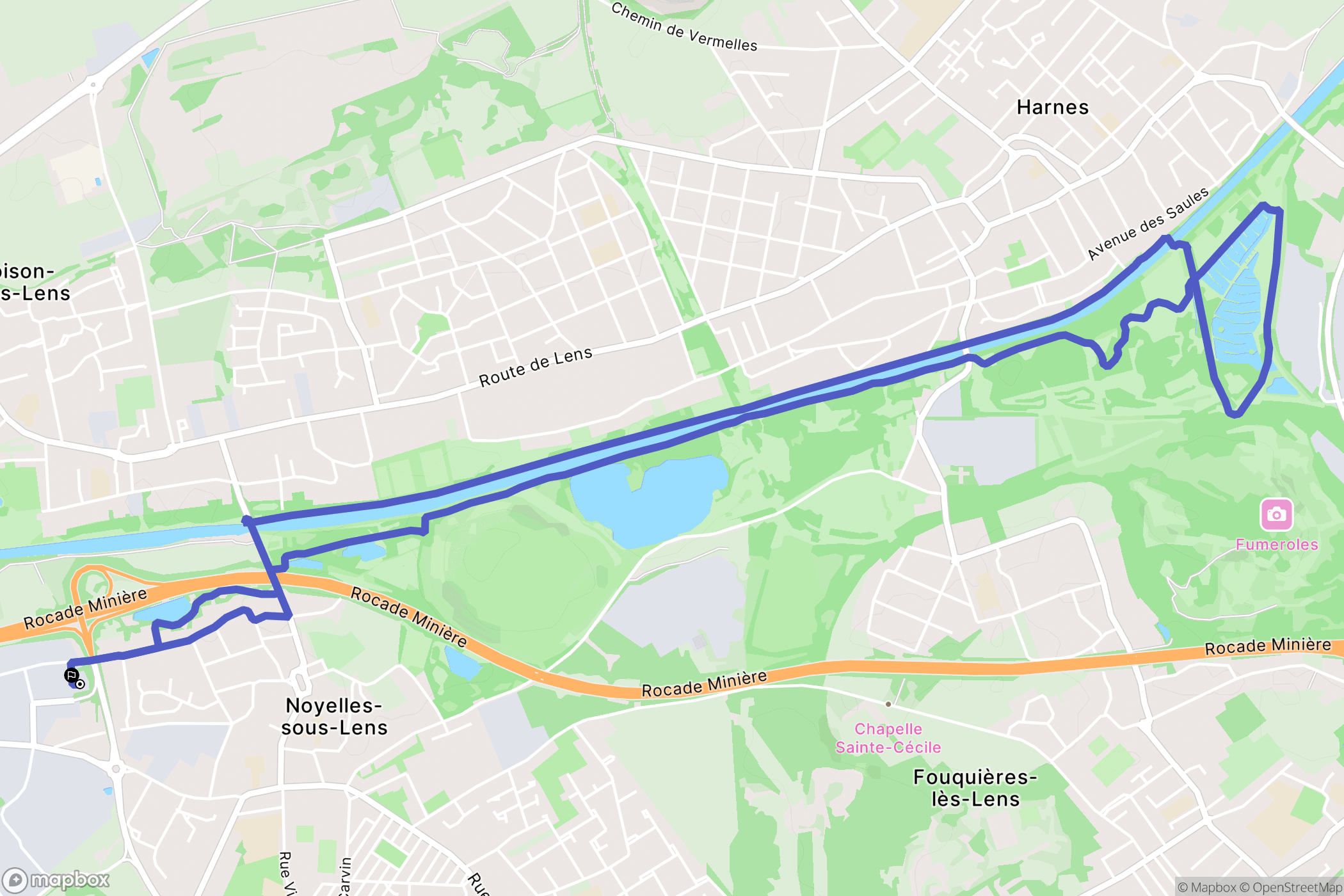 Noyelles-sous-Lens : carte du parcours de randonnée - France