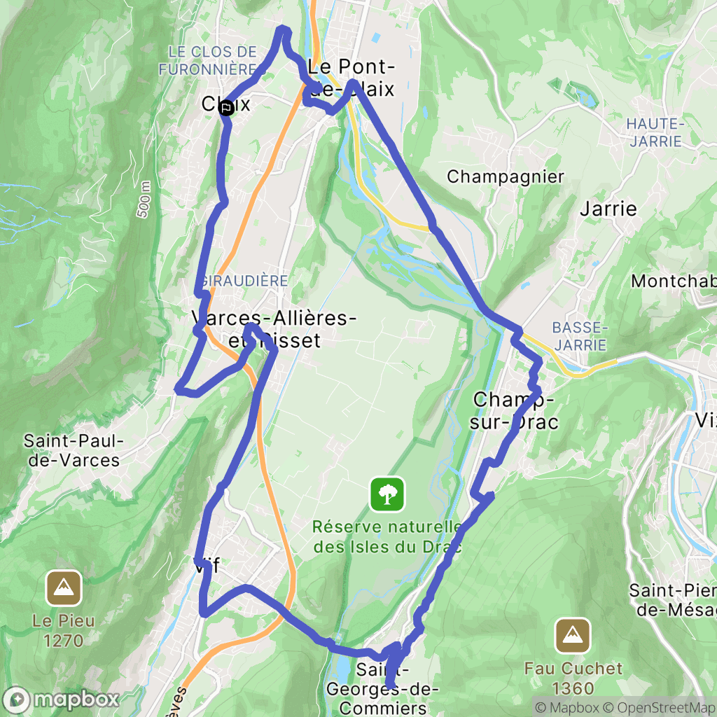 Claix : carte du parcours de randonnée - France