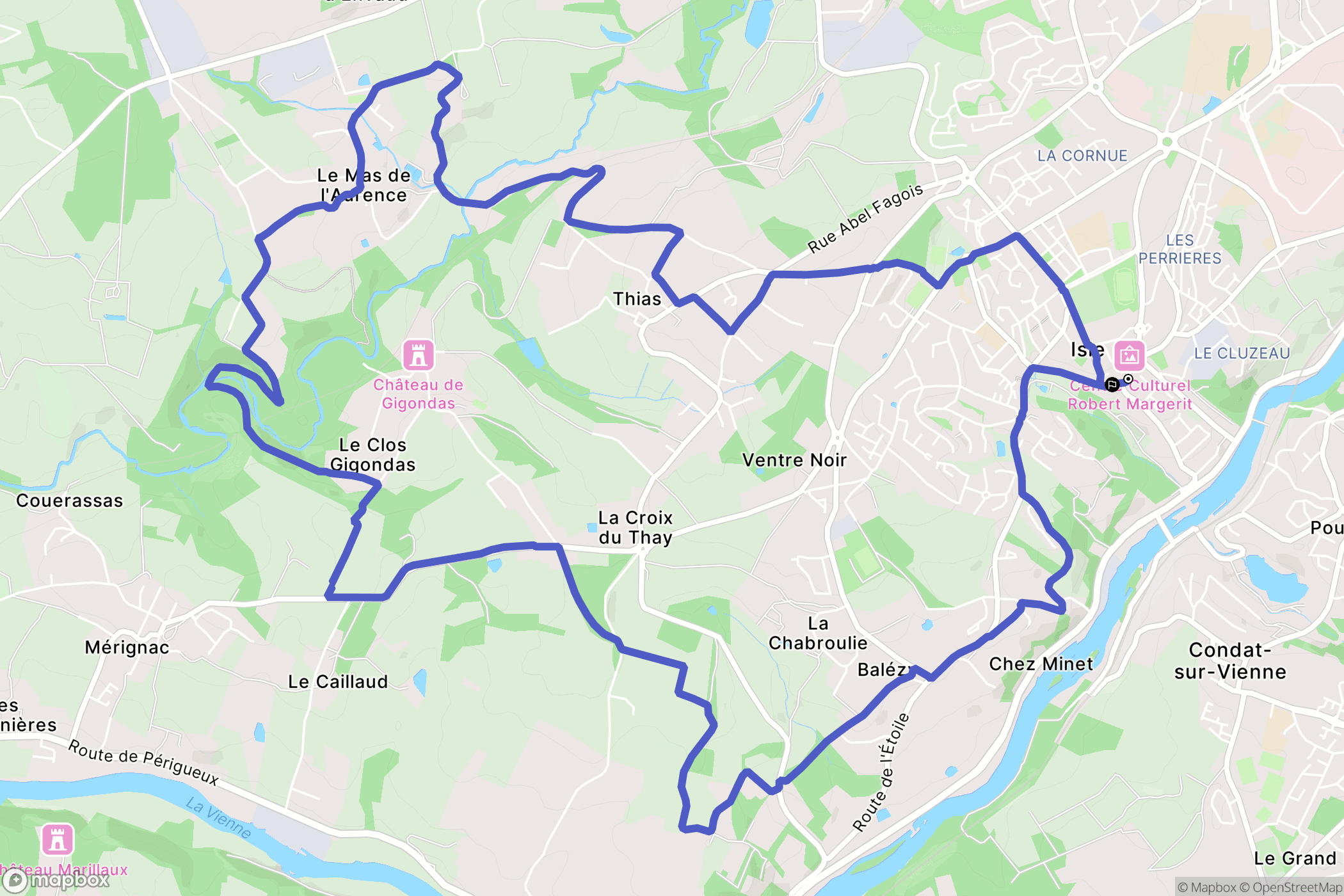Isle : carte du parcours de randonnée - France