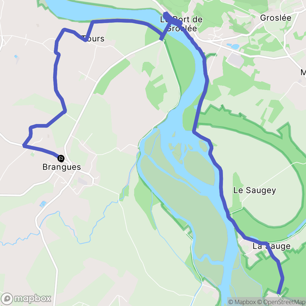 Brangues : carte du parcours de randonnée - France
