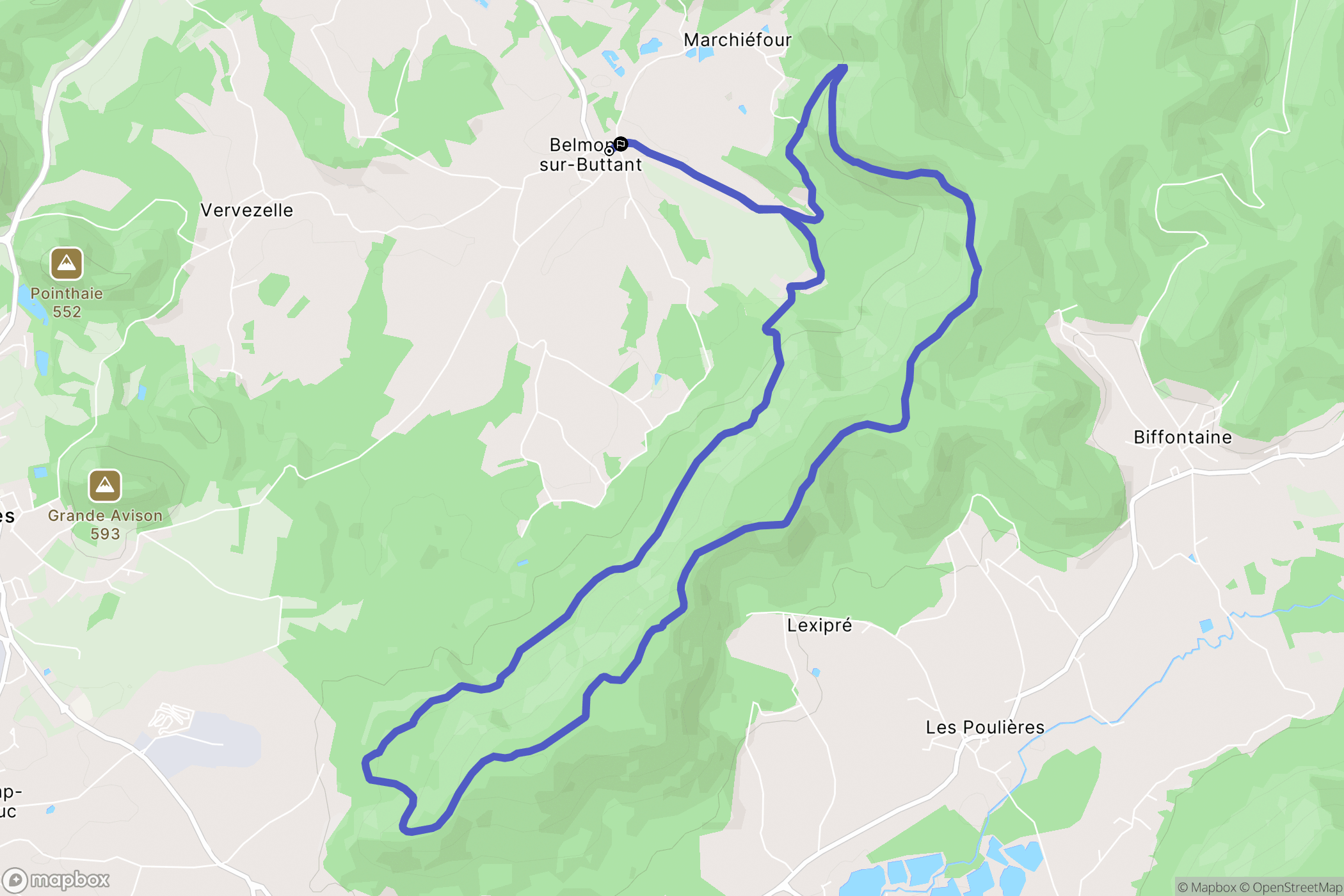 Belmont-sur-Buttant : carte du parcours de randonnée - France