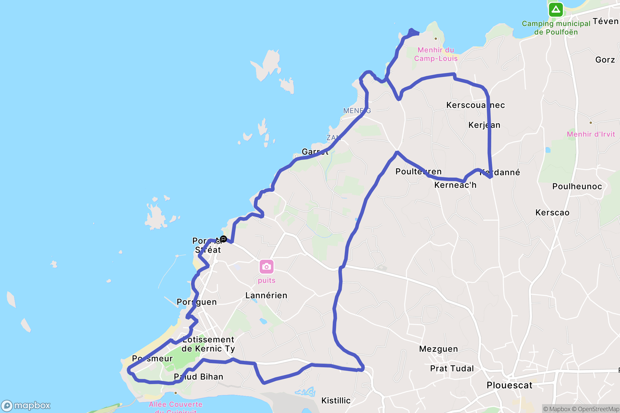 Plouescat : carte du parcours de randonnée - France