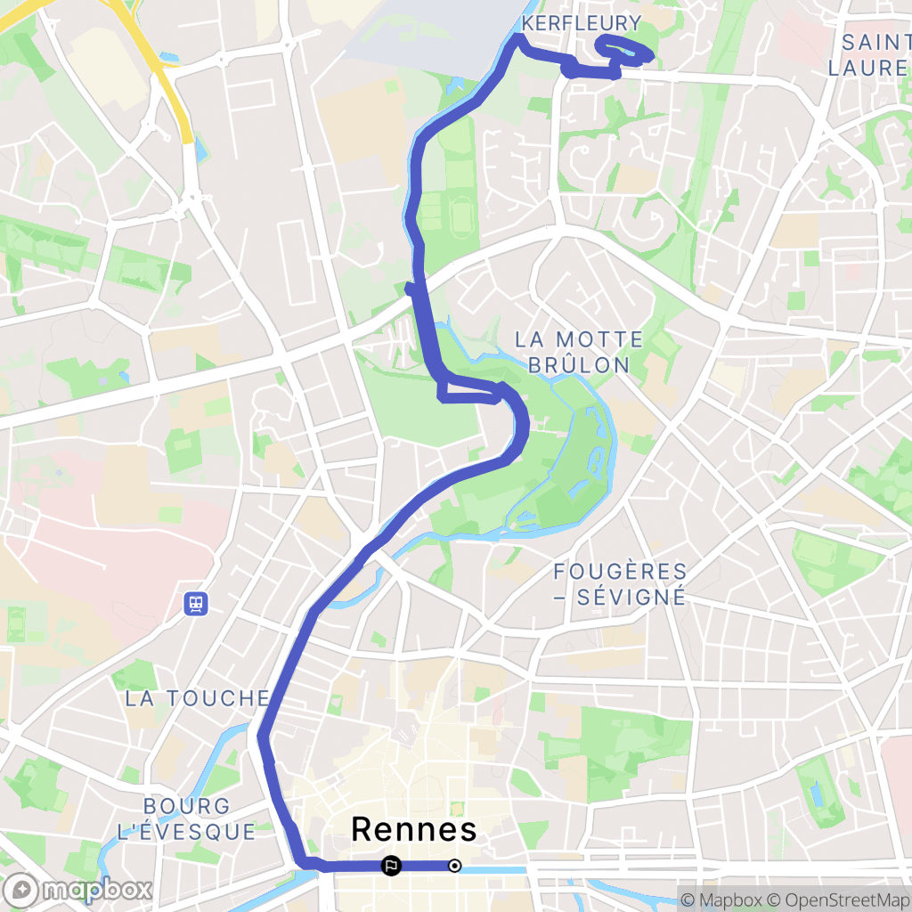 Rennes : carte du parcours de randonnée - France