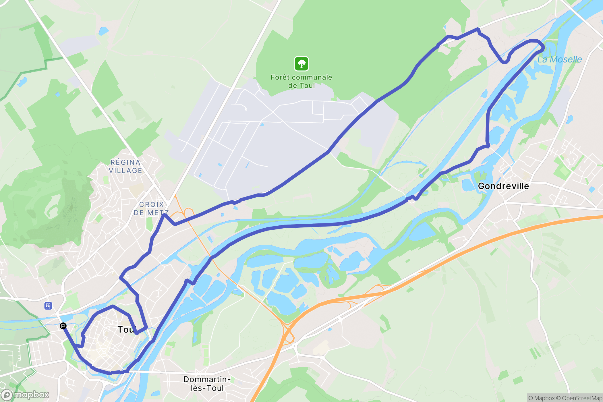 Toul : carte du parcours de randonnée - France