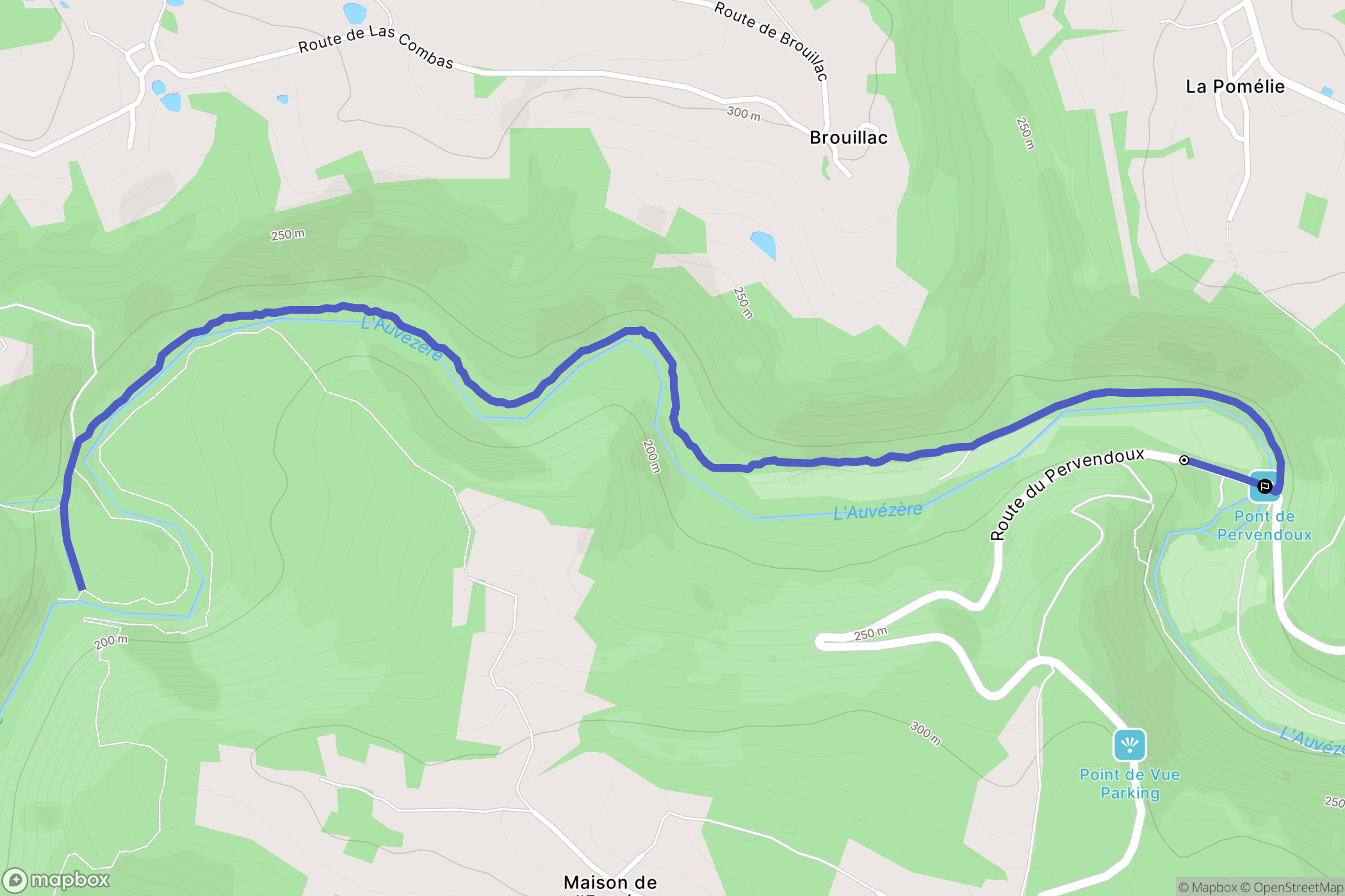 Génis : carte du parcours de randonnée - France