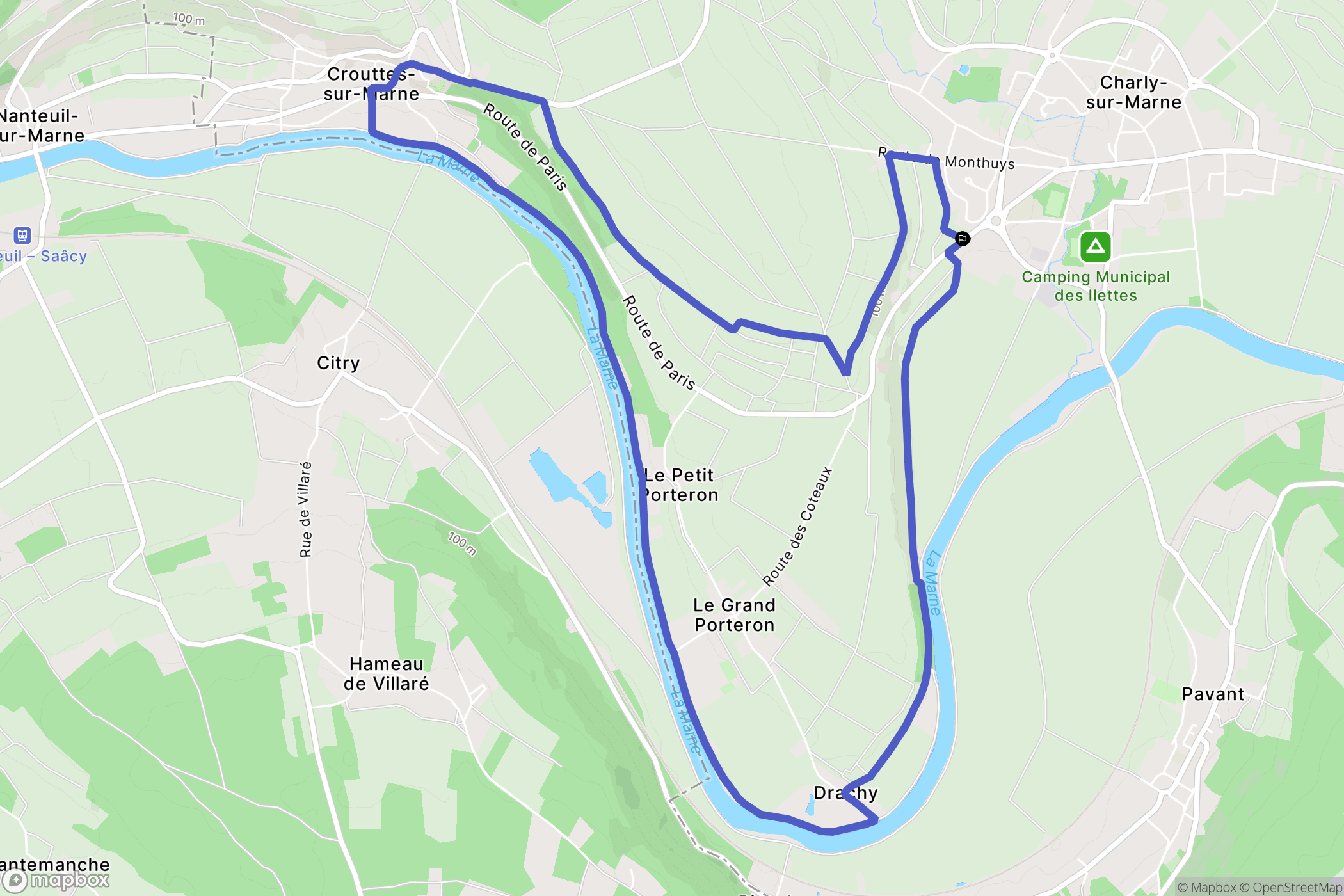 Charly-sur-Marne : carte du parcours de randonnée - France