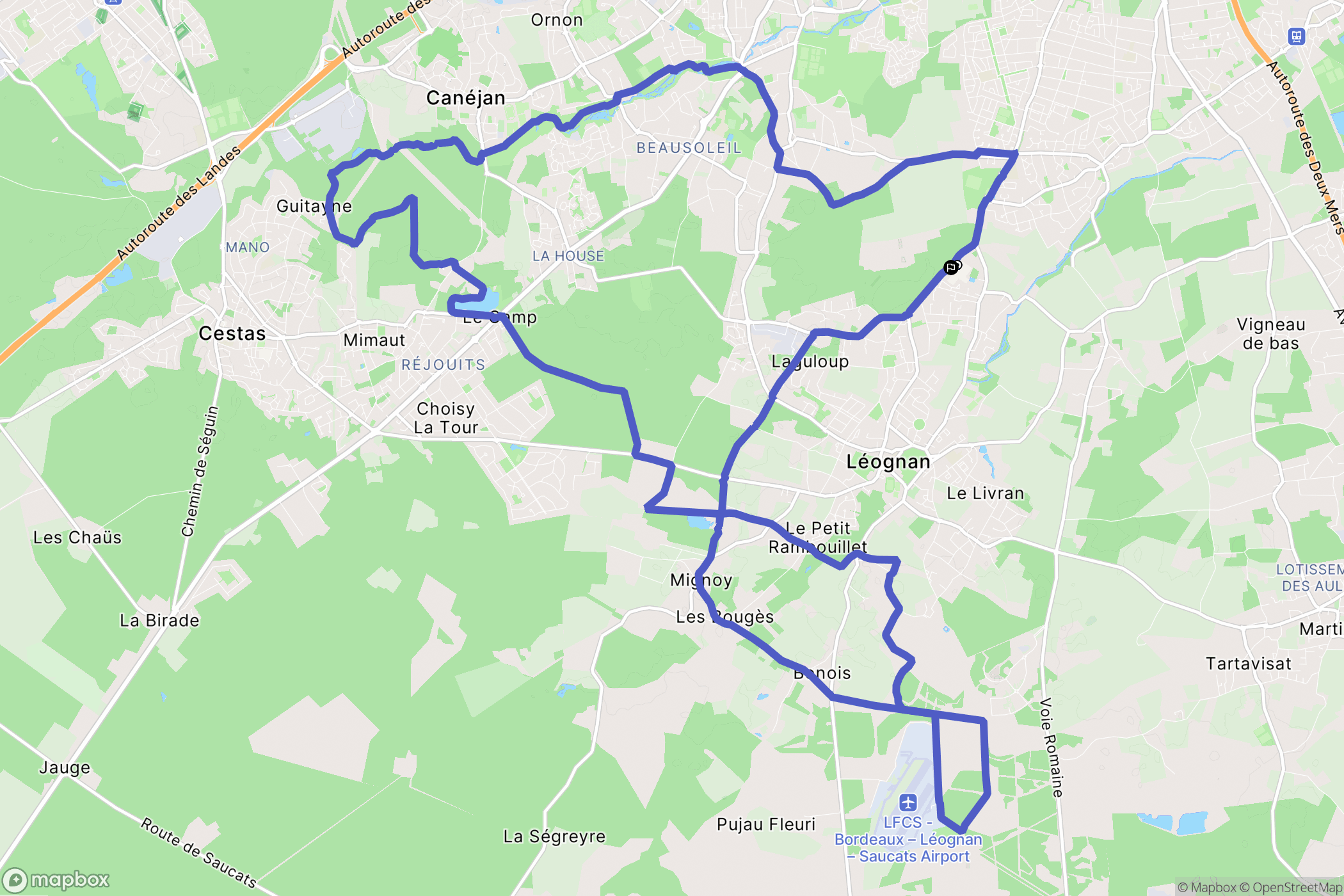 Léognan : carte du parcours de randonnée - France