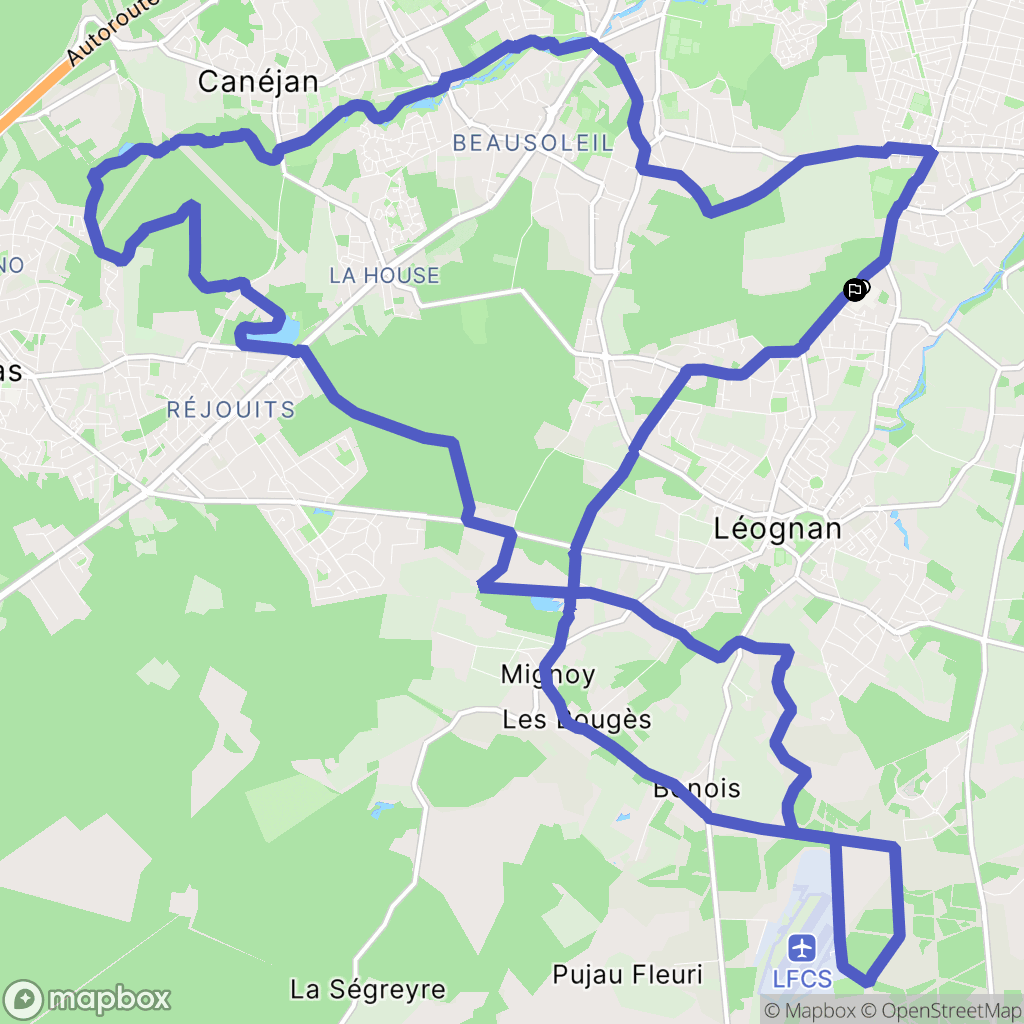 Léognan : carte du parcours de randonnée - France