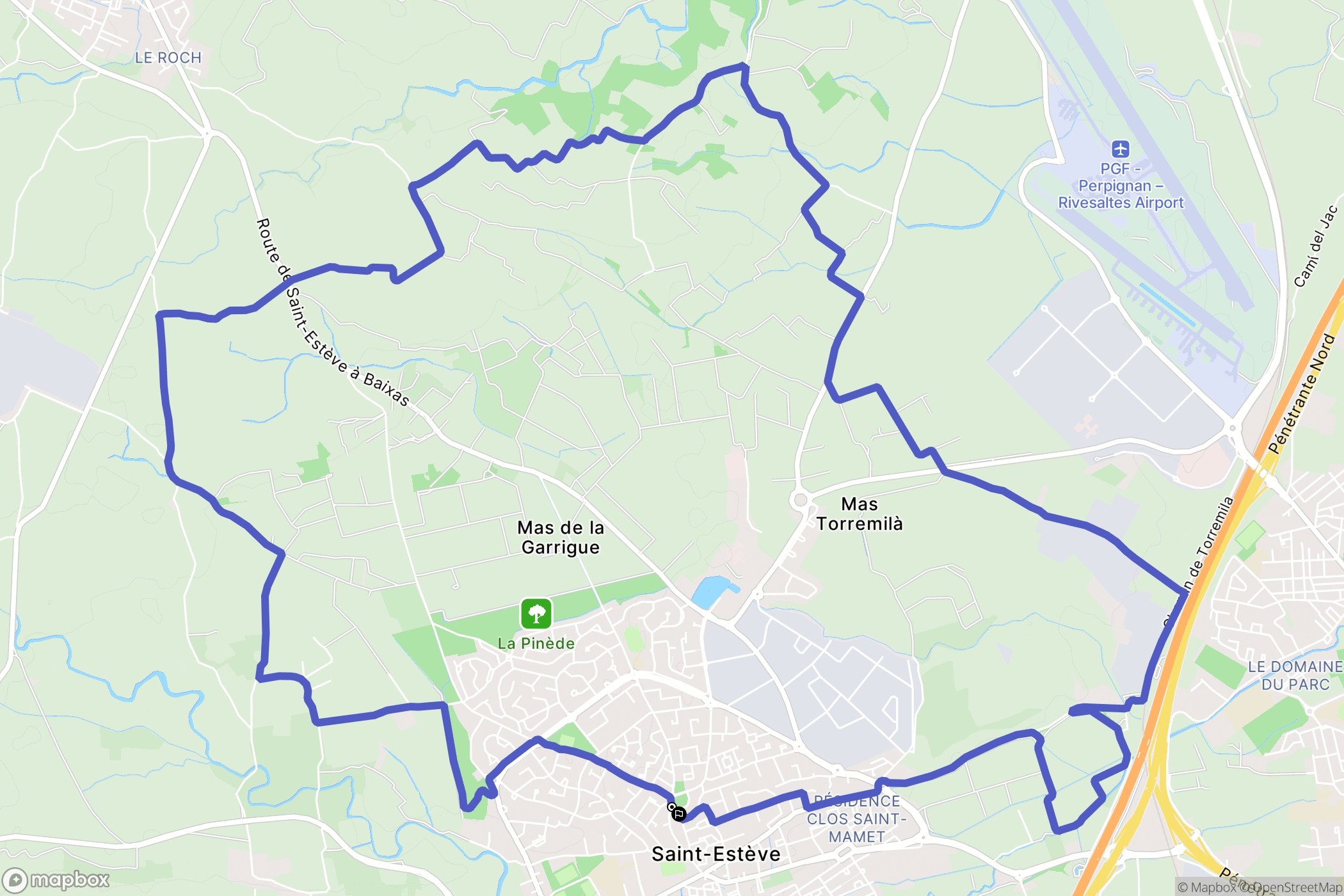 Saint-Estève : carte du parcours de randonnée - France