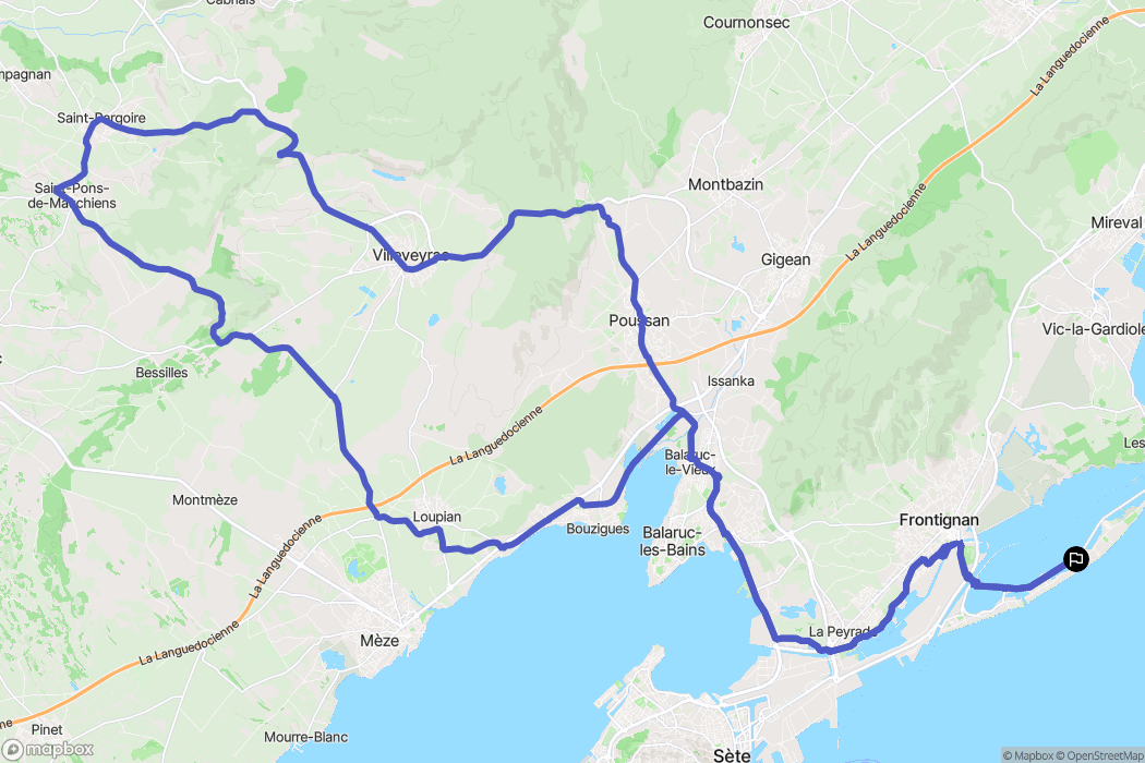 Frontignan : carte du parcours de randonnée - France