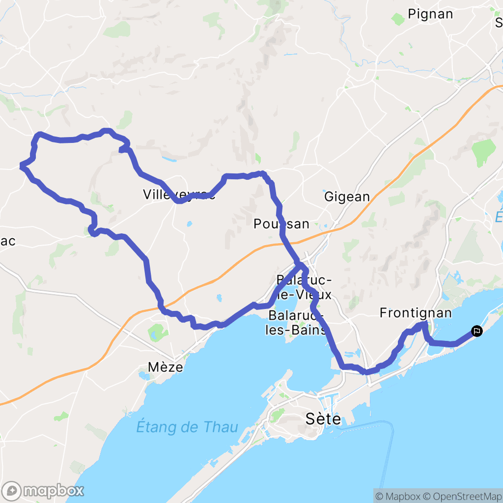 Frontignan : carte du parcours de randonnée - France