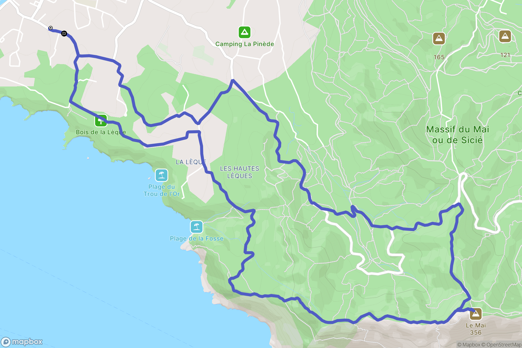 Six-Fours-les-Plages : carte du parcours de randonnée - France