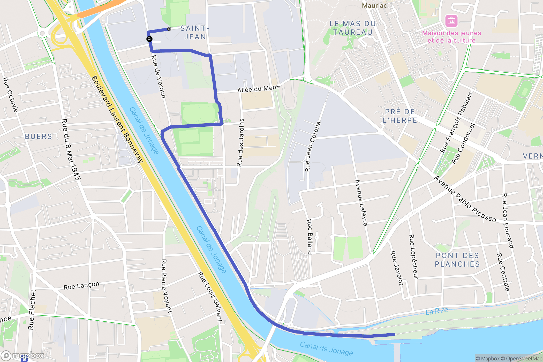 Villeurbanne : carte du parcours de randonnée - France