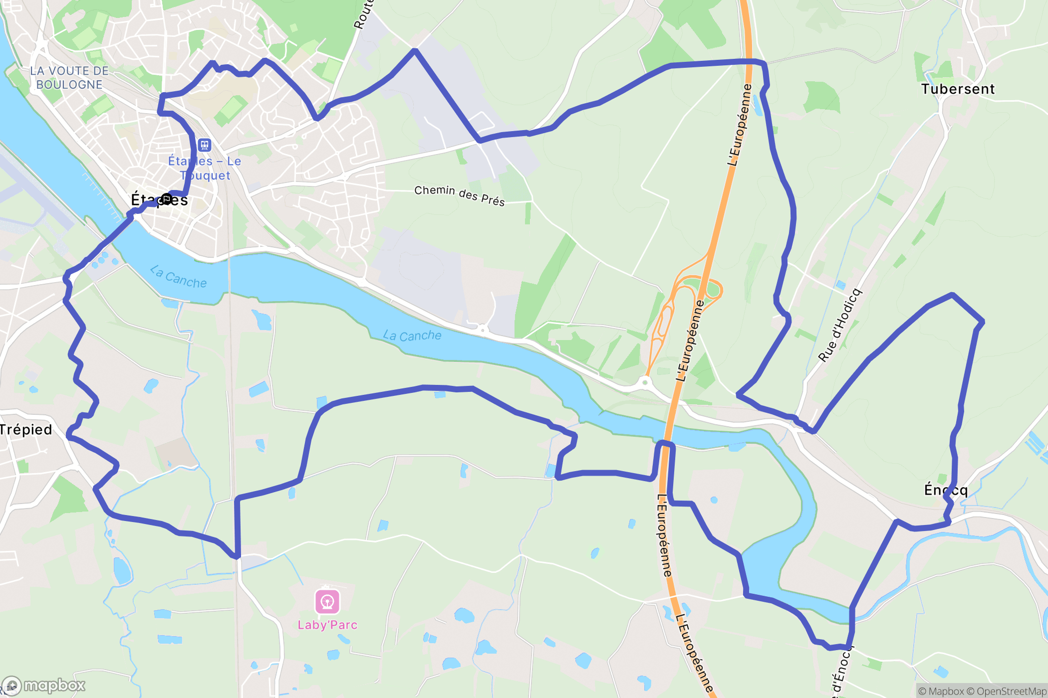 Étaples : carte du parcours de randonnée - France