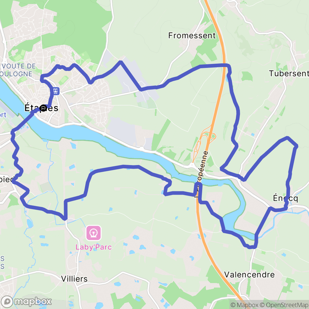 Étaples : carte du parcours de randonnée - France