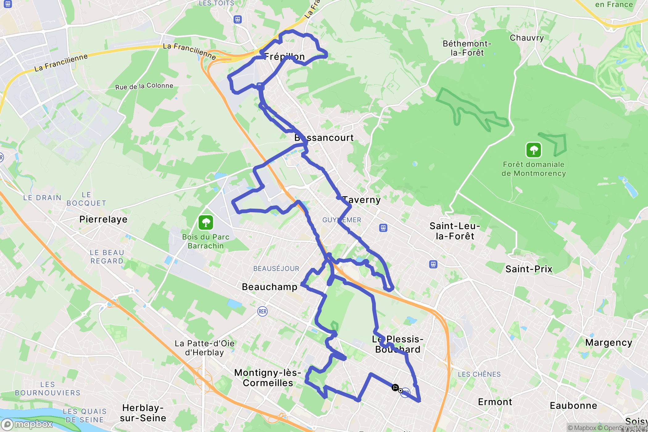 Franconville : carte du parcours de randonnée - France