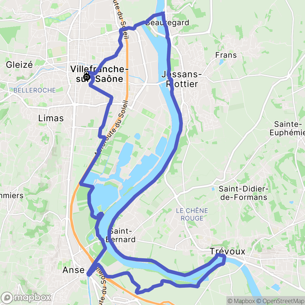 Villefranche-sur-Saône : carte du parcours de randonnée - France