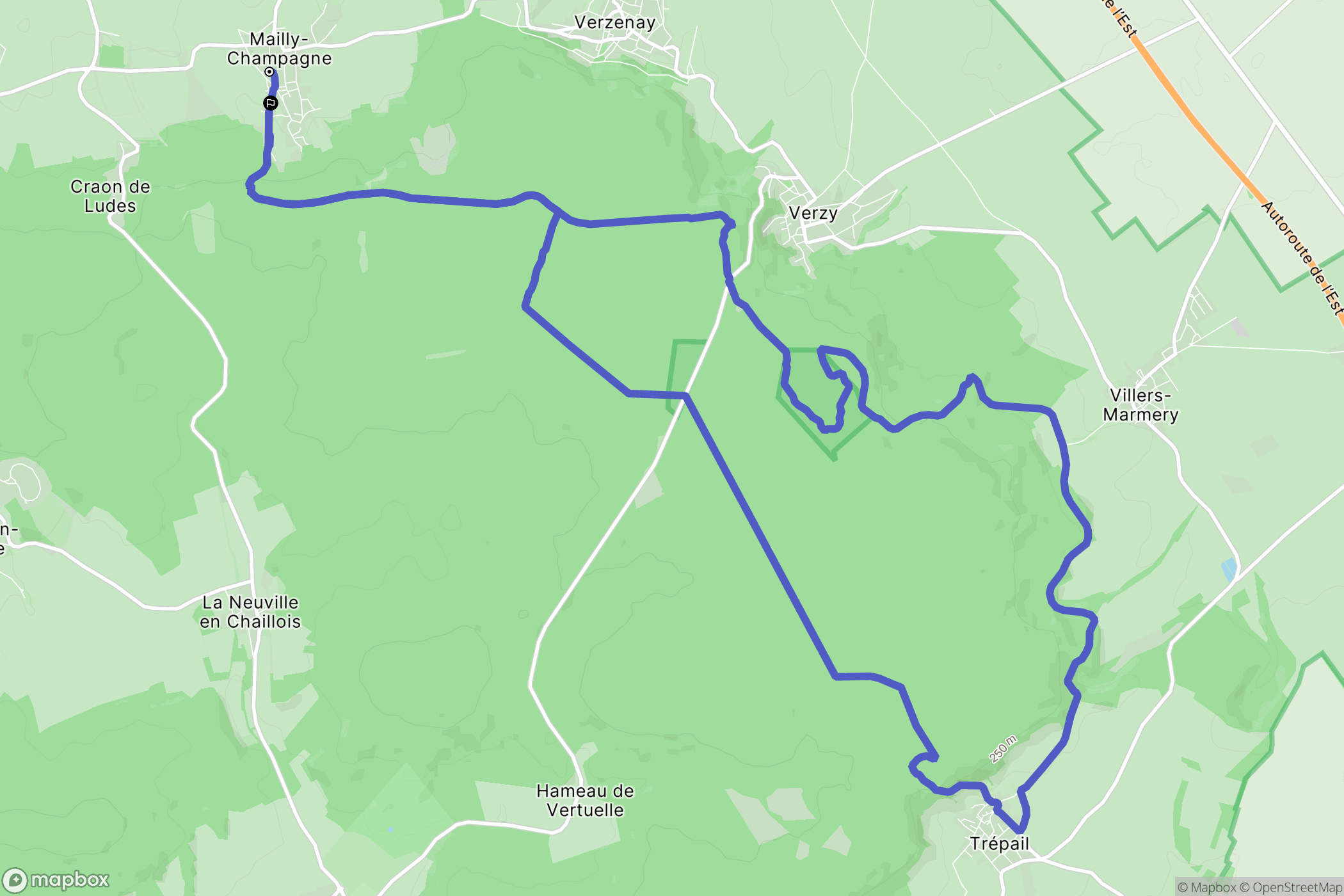 Mailly-Champagne : carte du parcours de randonnée - France