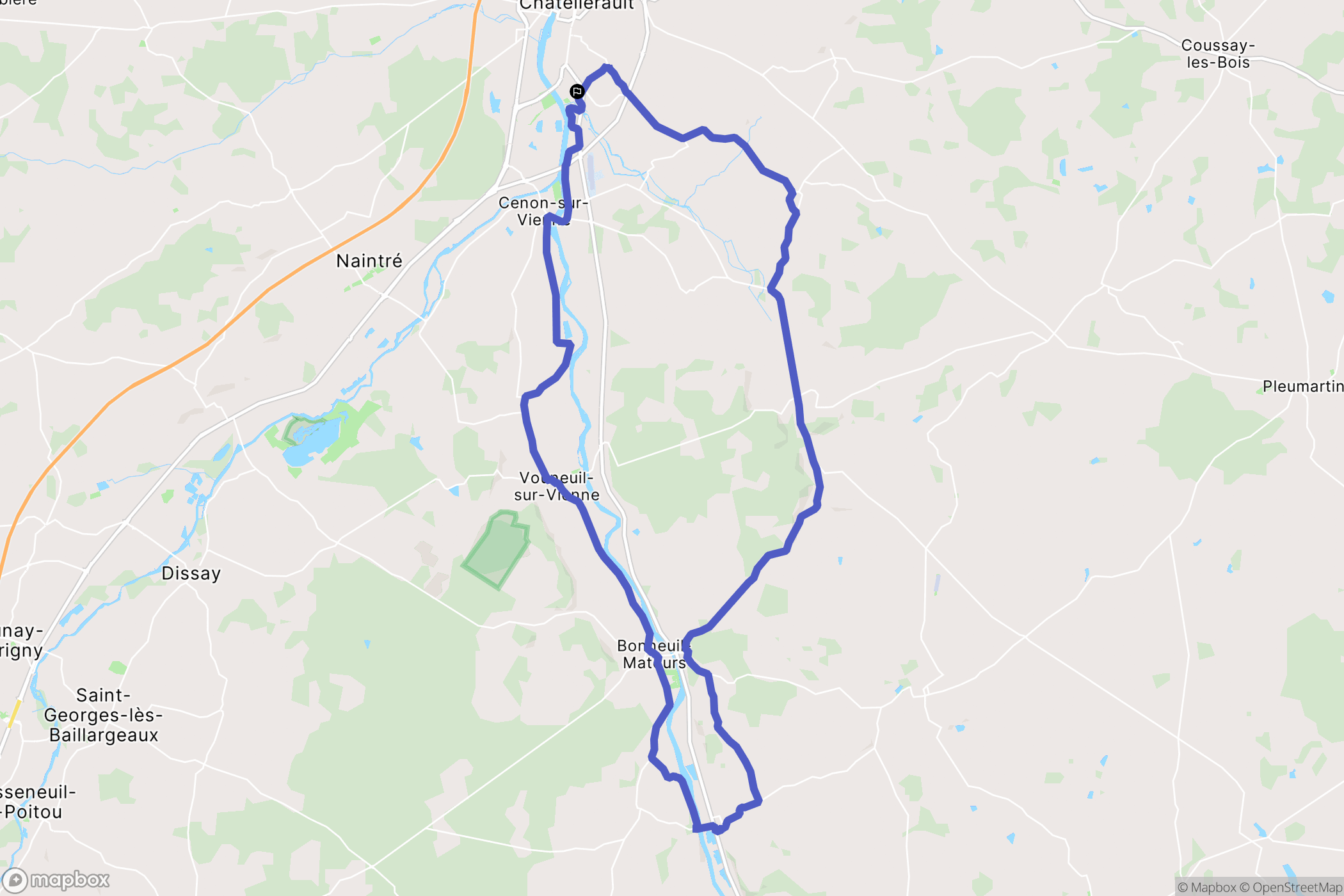 Châtellerault : carte du parcours de randonnée - France
