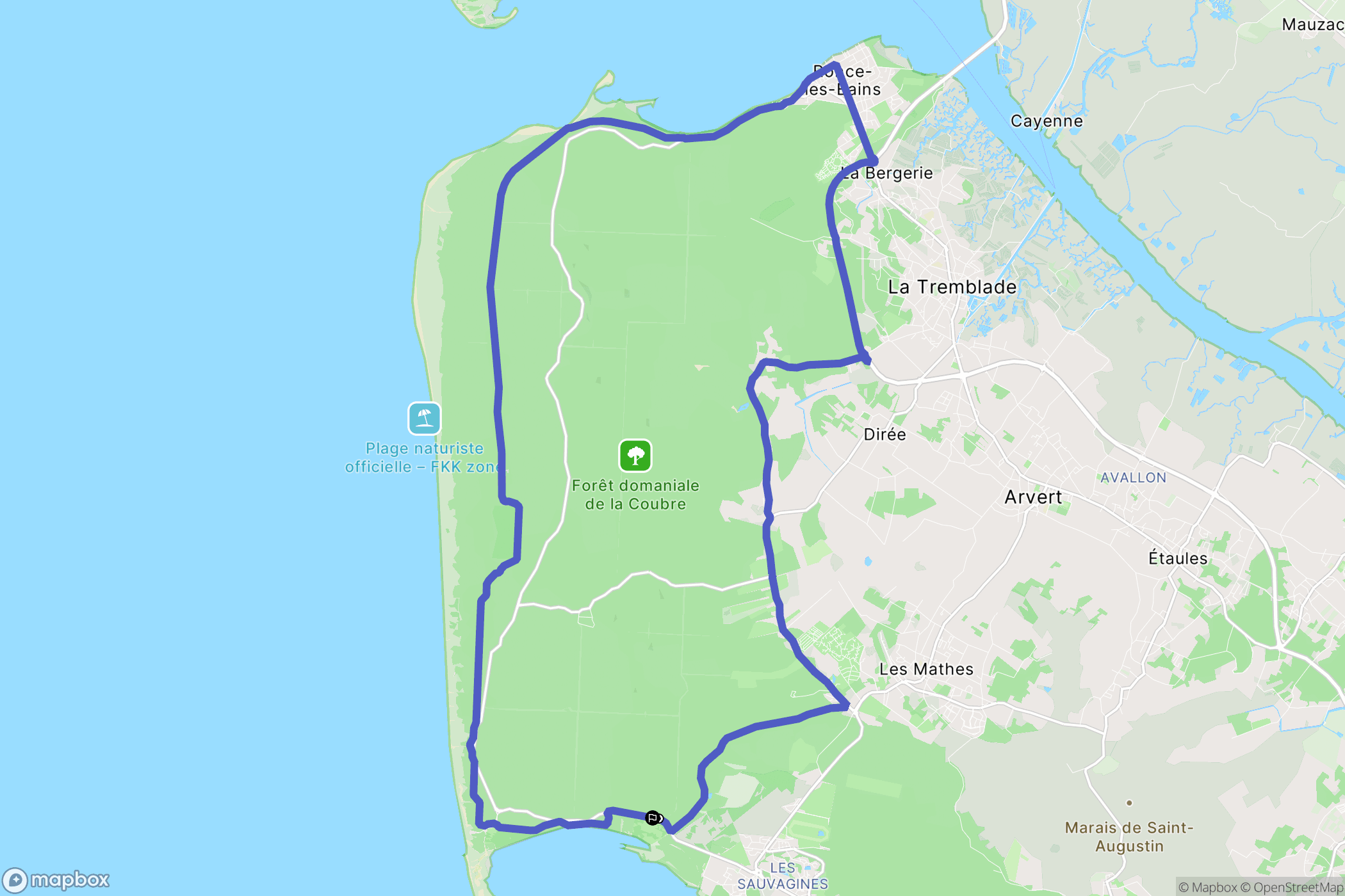 Les Mathes : carte du parcours de randonnée - France