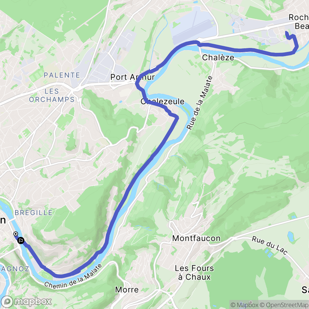 Besançon : carte du parcours de randonnée - France