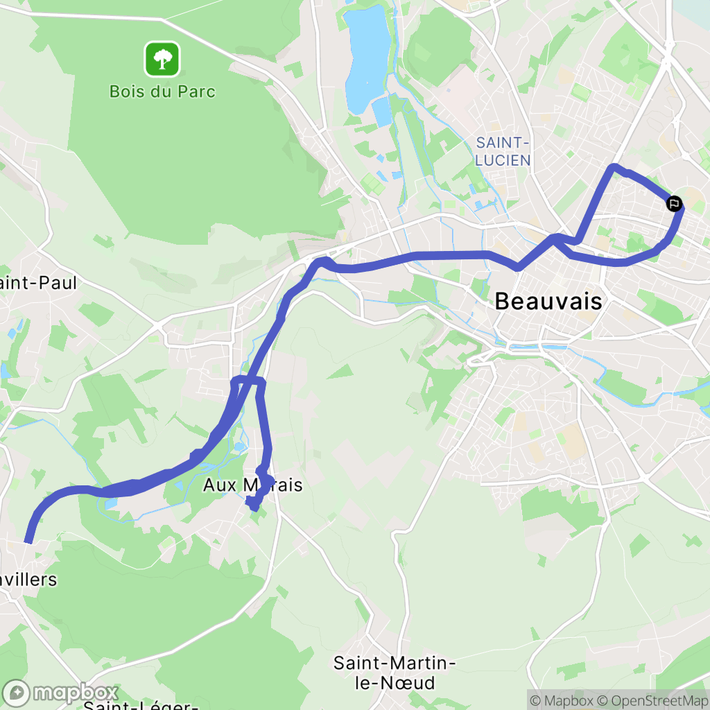 Beauvais : carte du parcours de randonnée - France