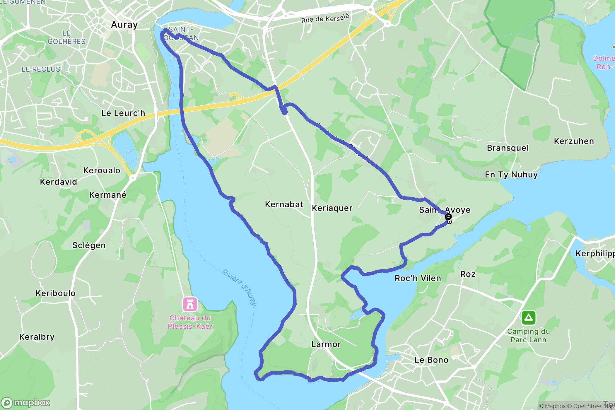 Pluneret : carte du parcours de randonnée - France