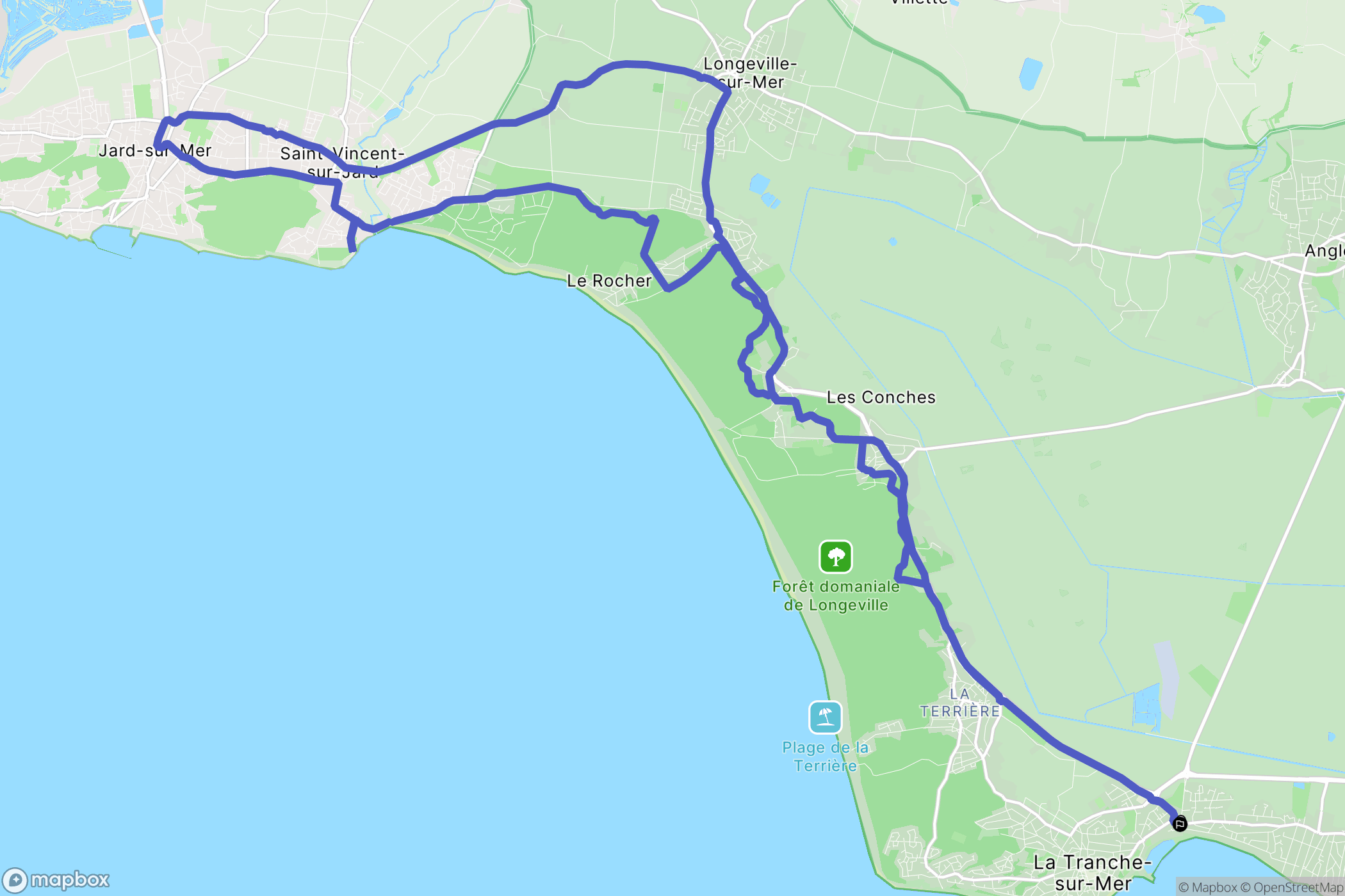 La Tranche-sur-Mer : carte du parcours de randonnée - France