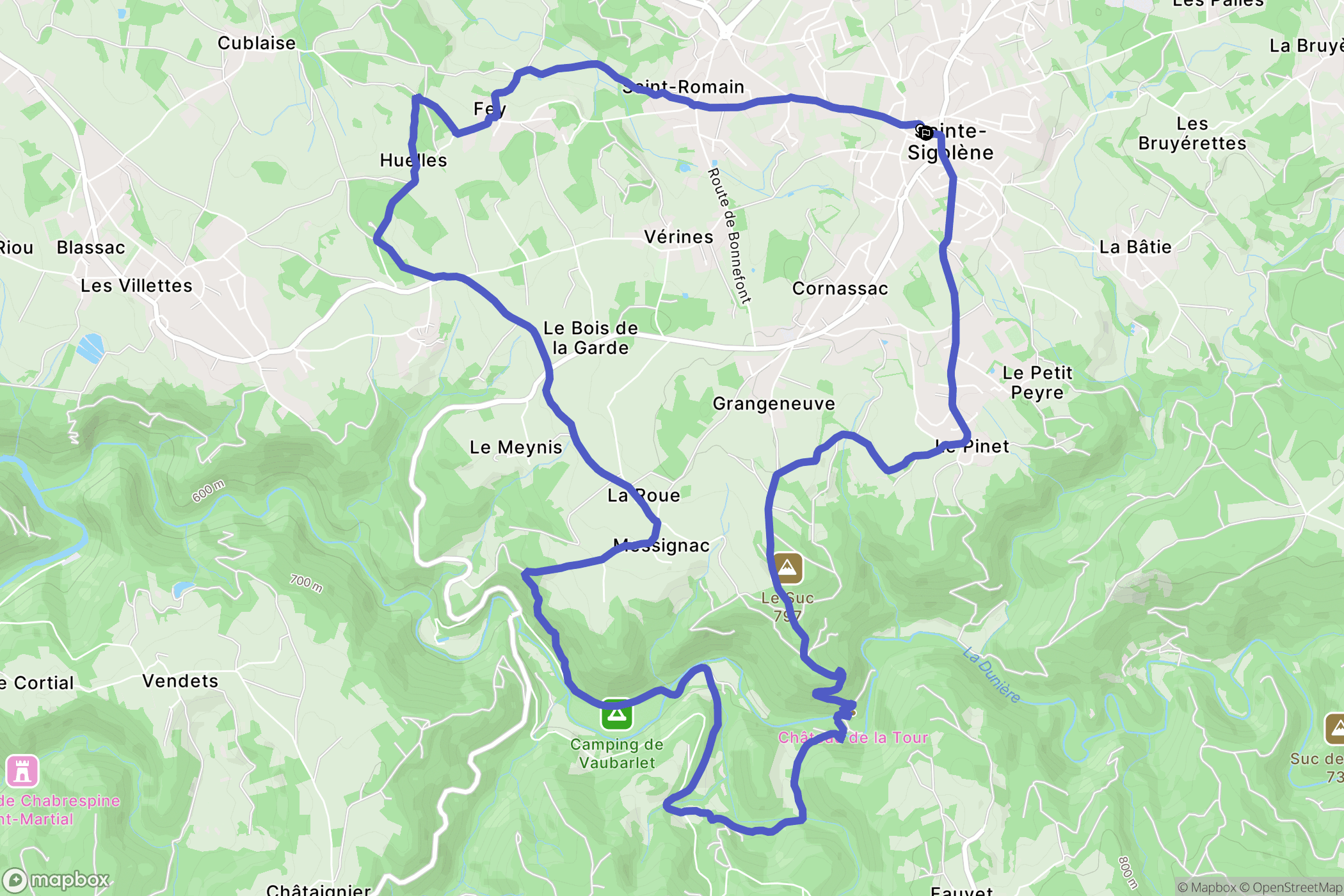Sainte-Sigolène : carte du parcours de randonnée - France