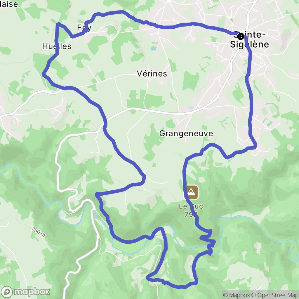Sainte-Sigolène : carte du parcours de randonnée - France