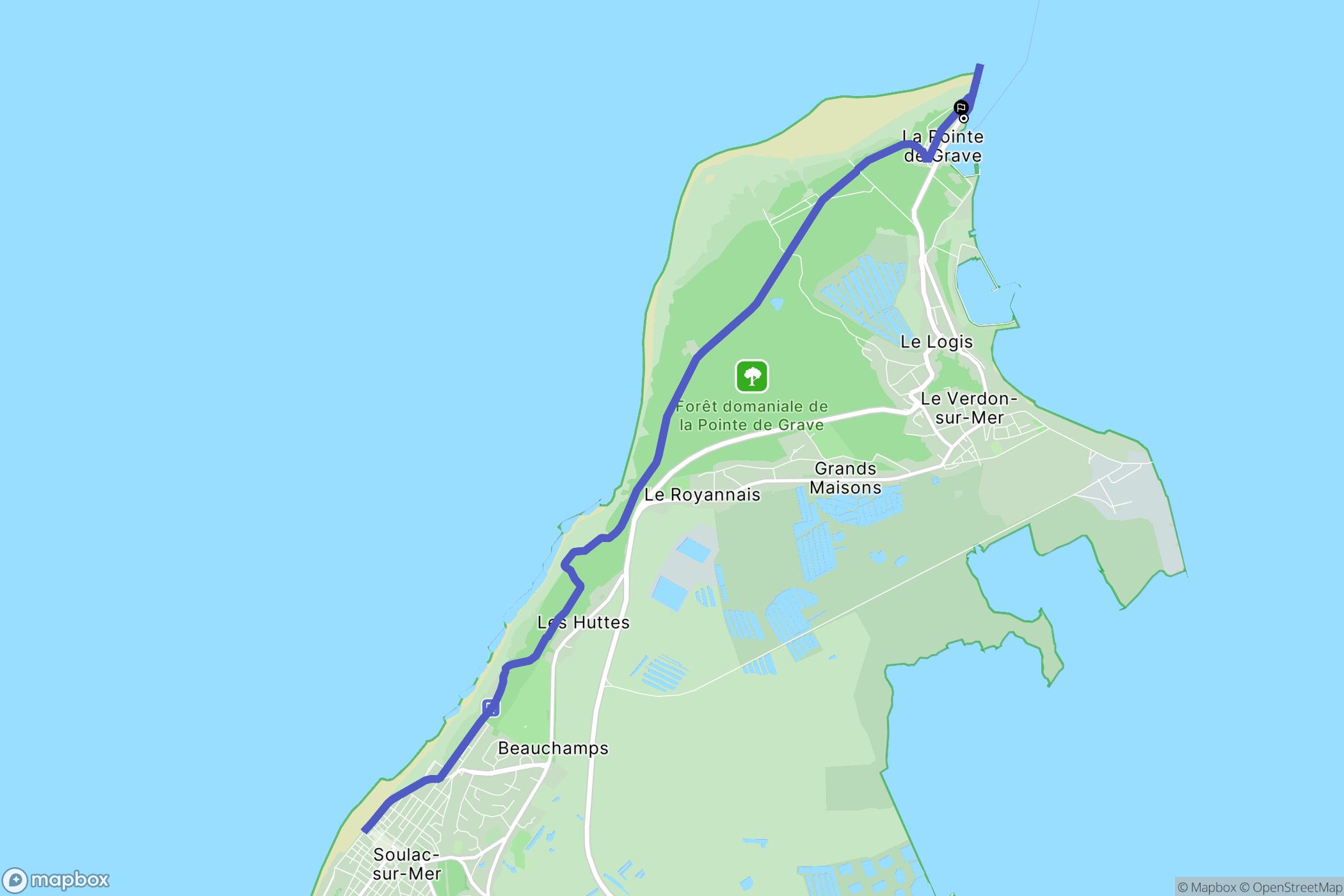 Le Verdon-sur-Mer : carte du parcours de randonnée - France