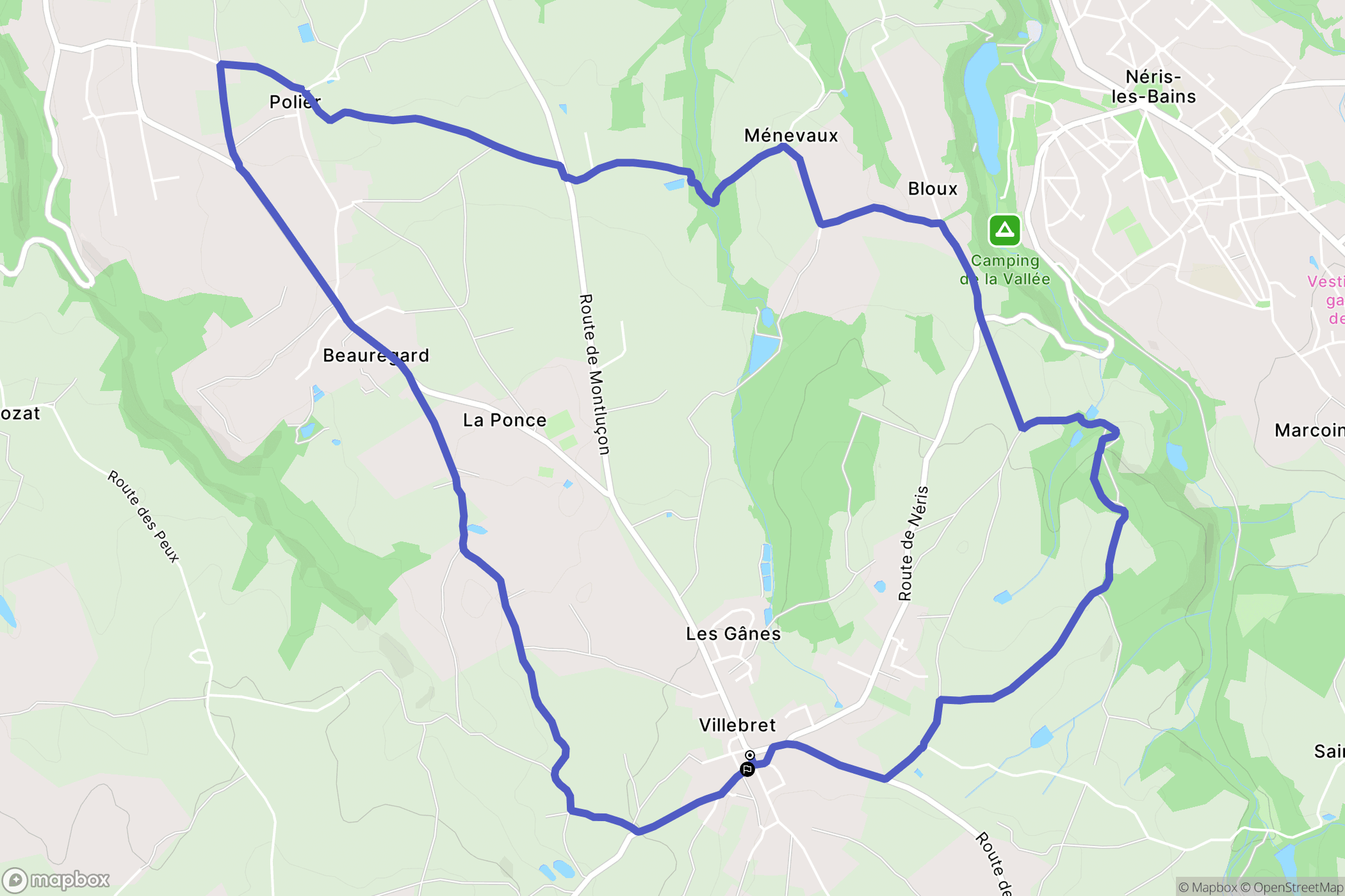Villebret : carte du parcours de randonnée - France