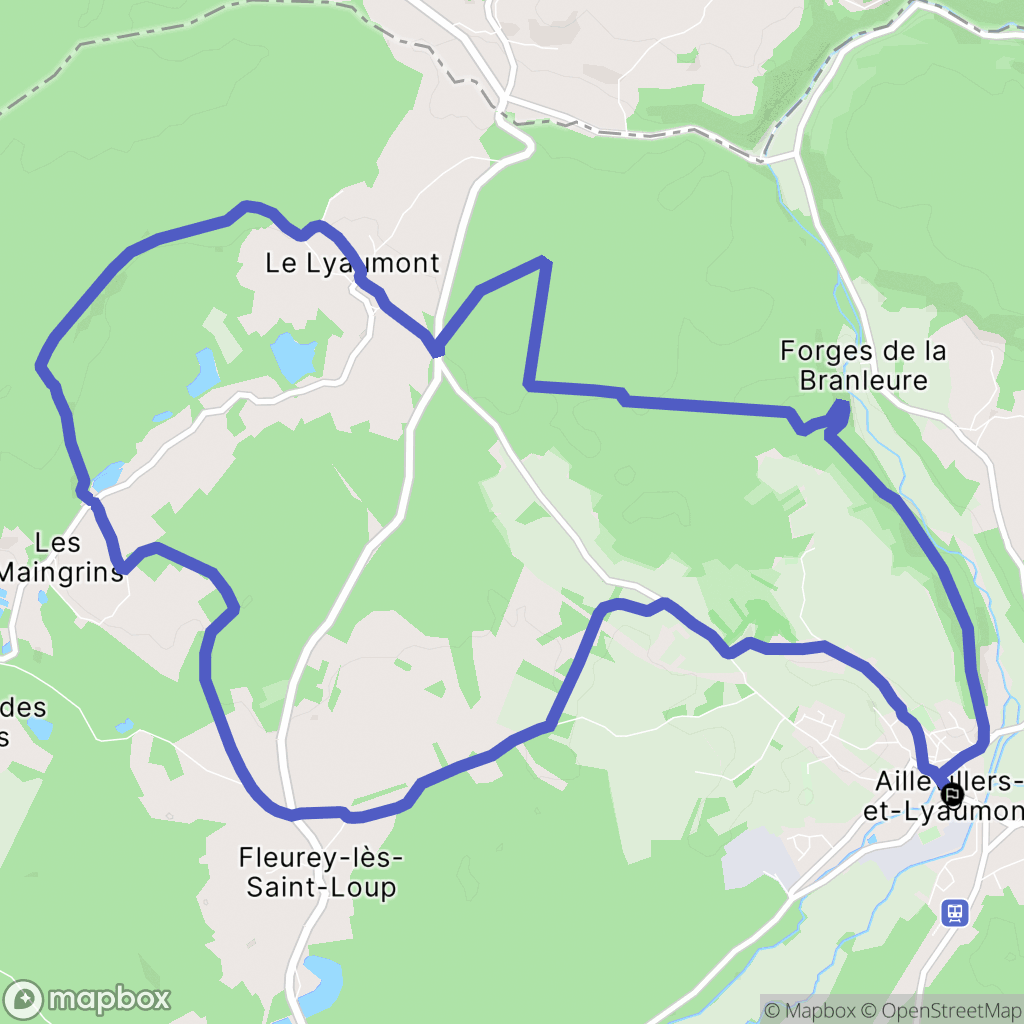 Aillevillers-et-Lyaumont : carte du parcours de randonnée - France