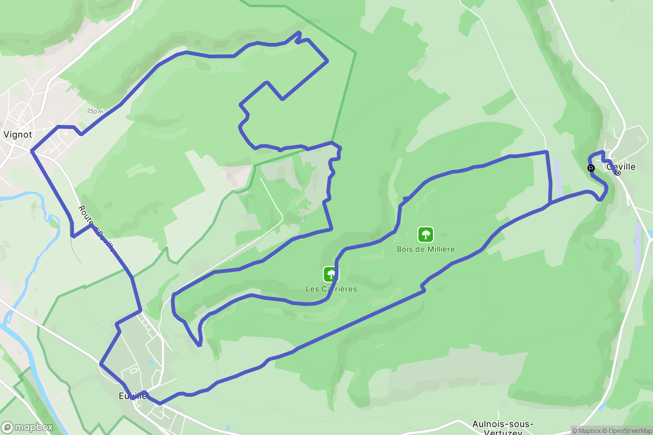 Geville : carte du parcours de randonnée - France