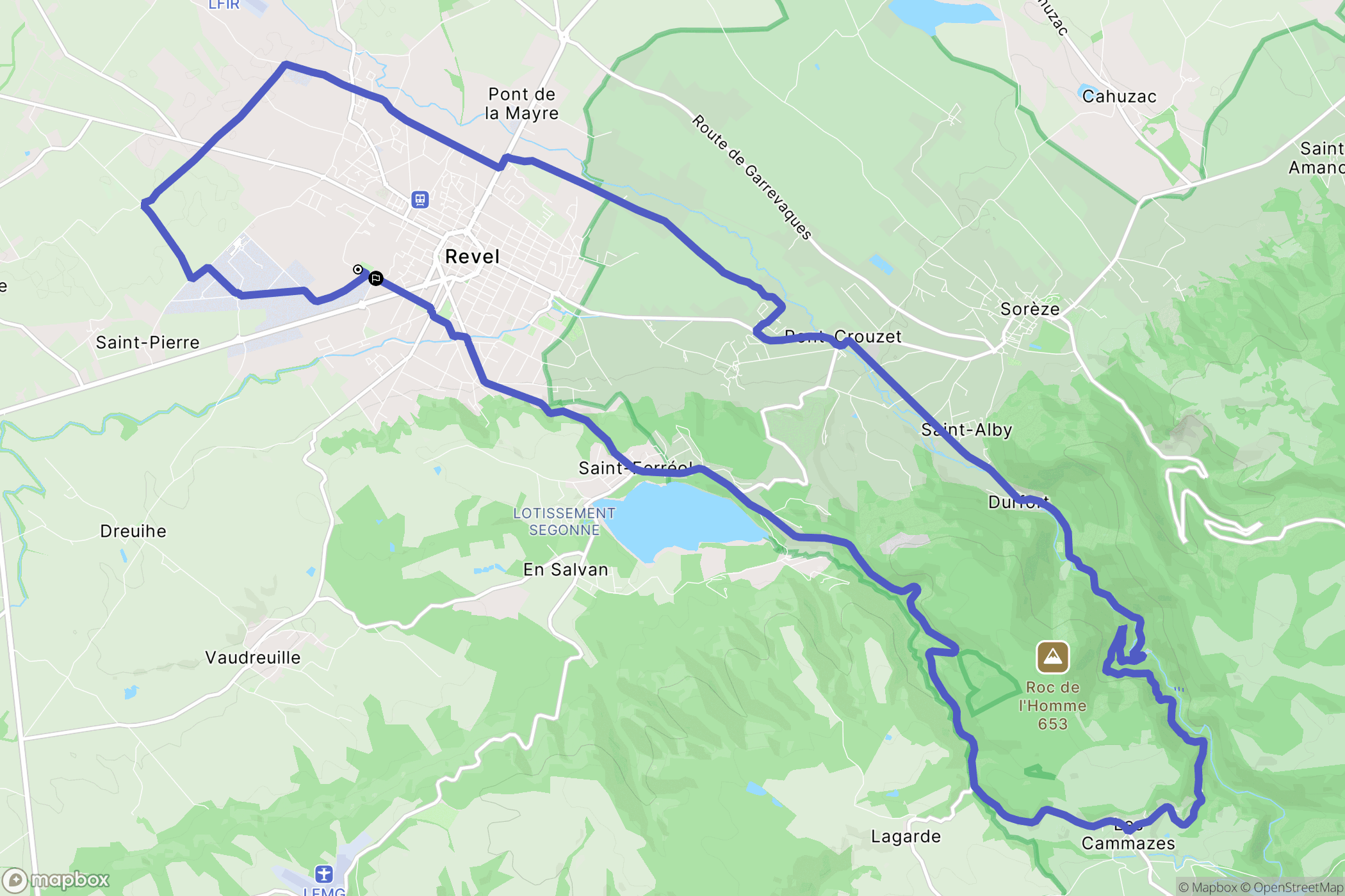 Revel : carte du parcours de randonnée - France