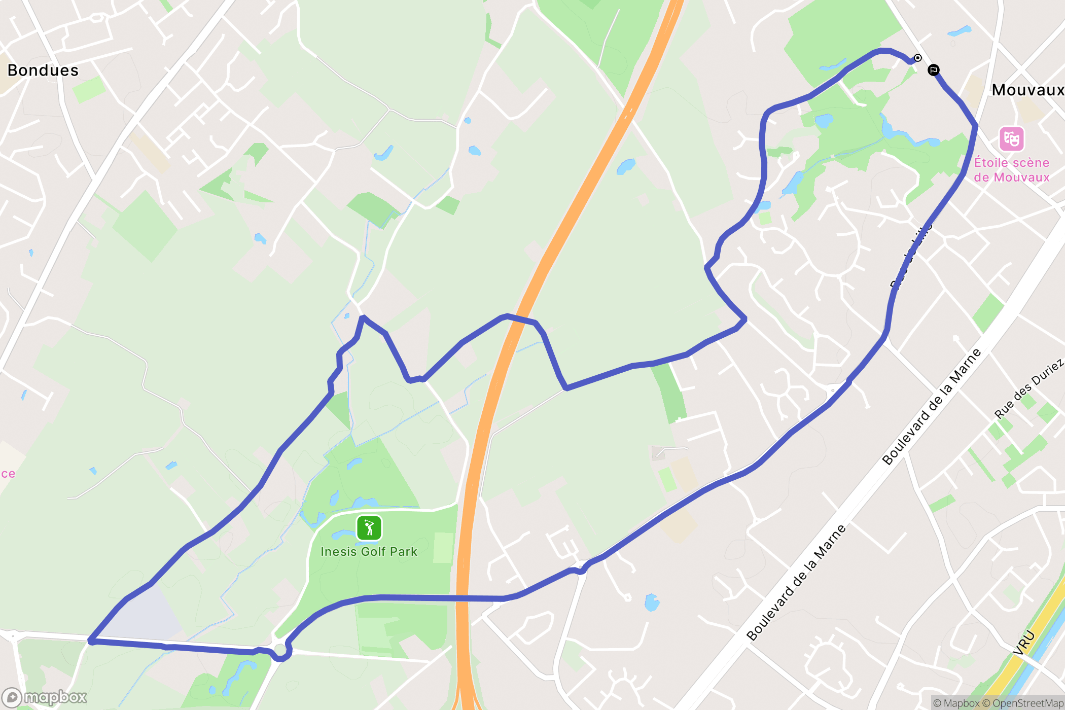 Mouvaux : carte du parcours de randonnée - France