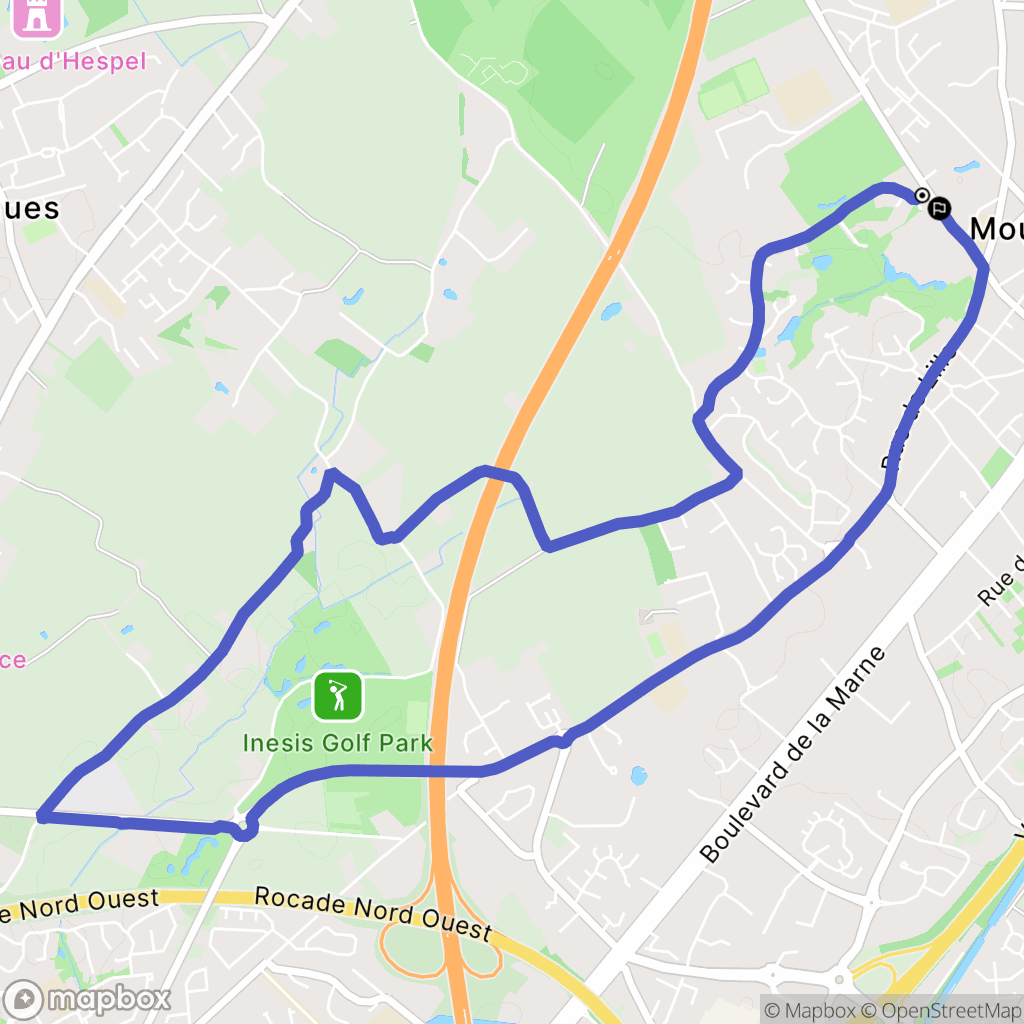 Mouvaux : carte du parcours de randonnée - France