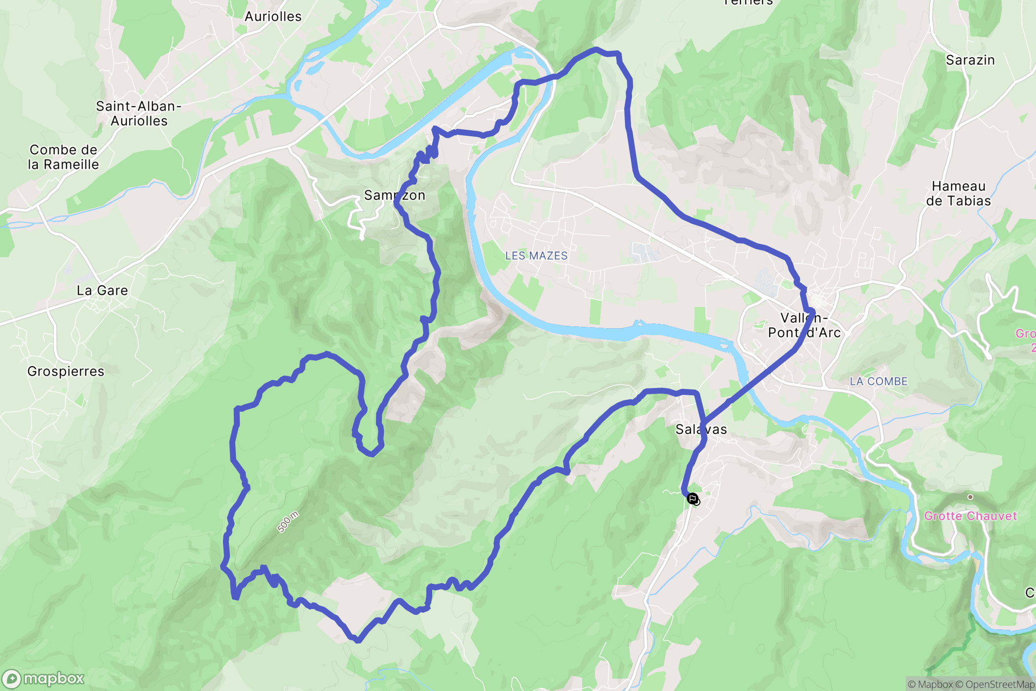 Salavas : carte du parcours de randonnée - France