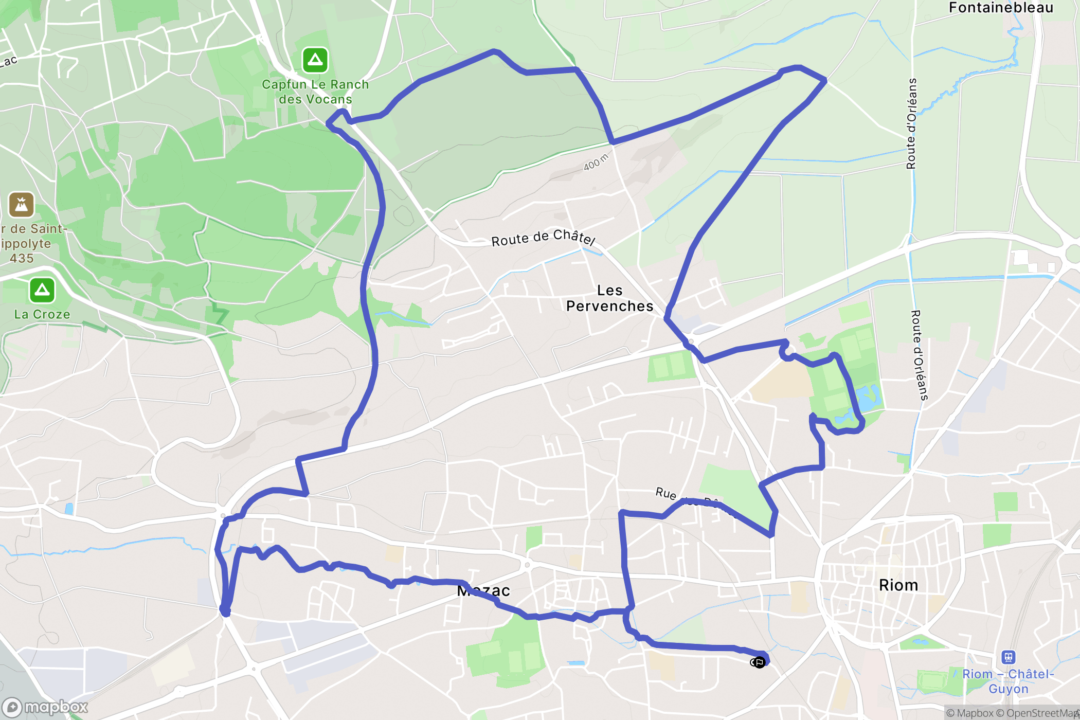 Riom : carte du parcours de randonnée - France