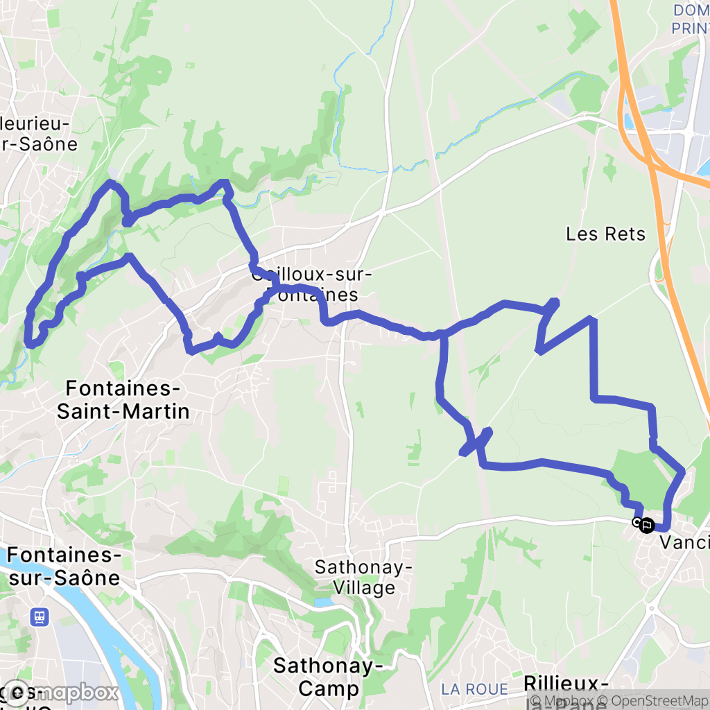 Rillieux-la-Pape : carte du parcours de randonnée - France
