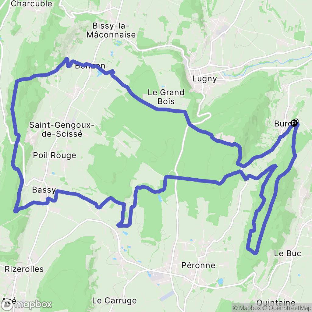 Burgy : carte du parcours de randonnée - France