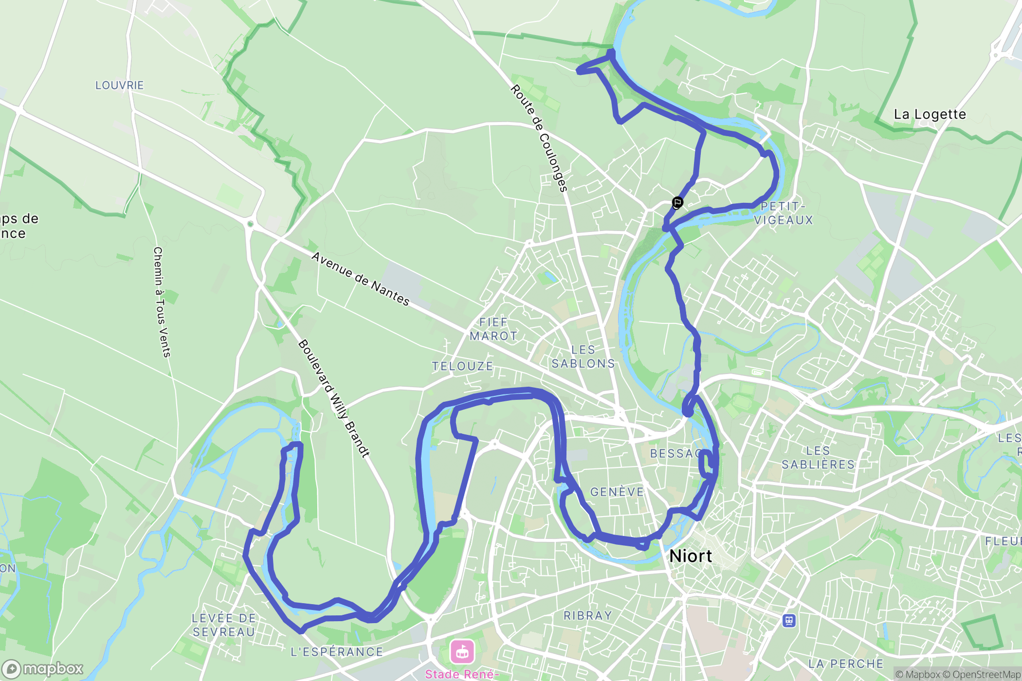 Niort : carte du parcours de randonnée - France