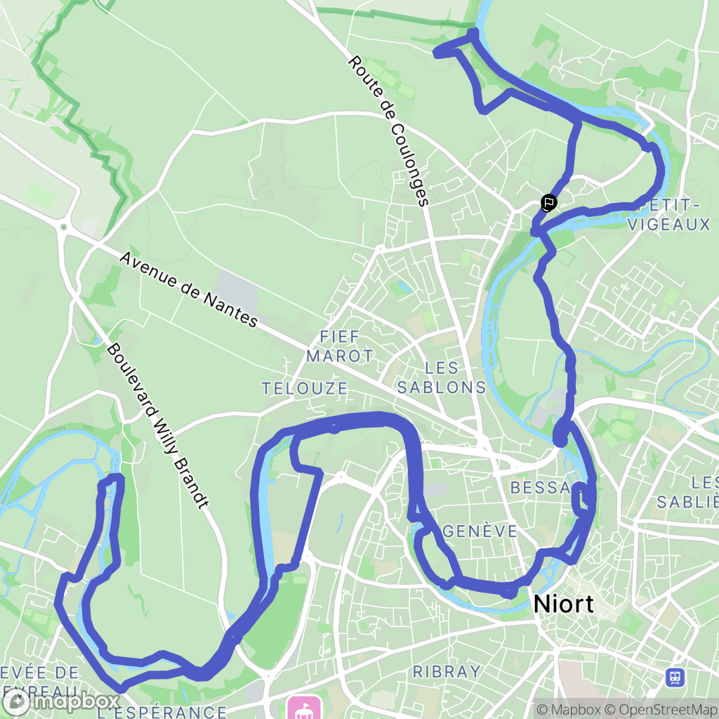 Niort : carte du parcours de randonnée - France