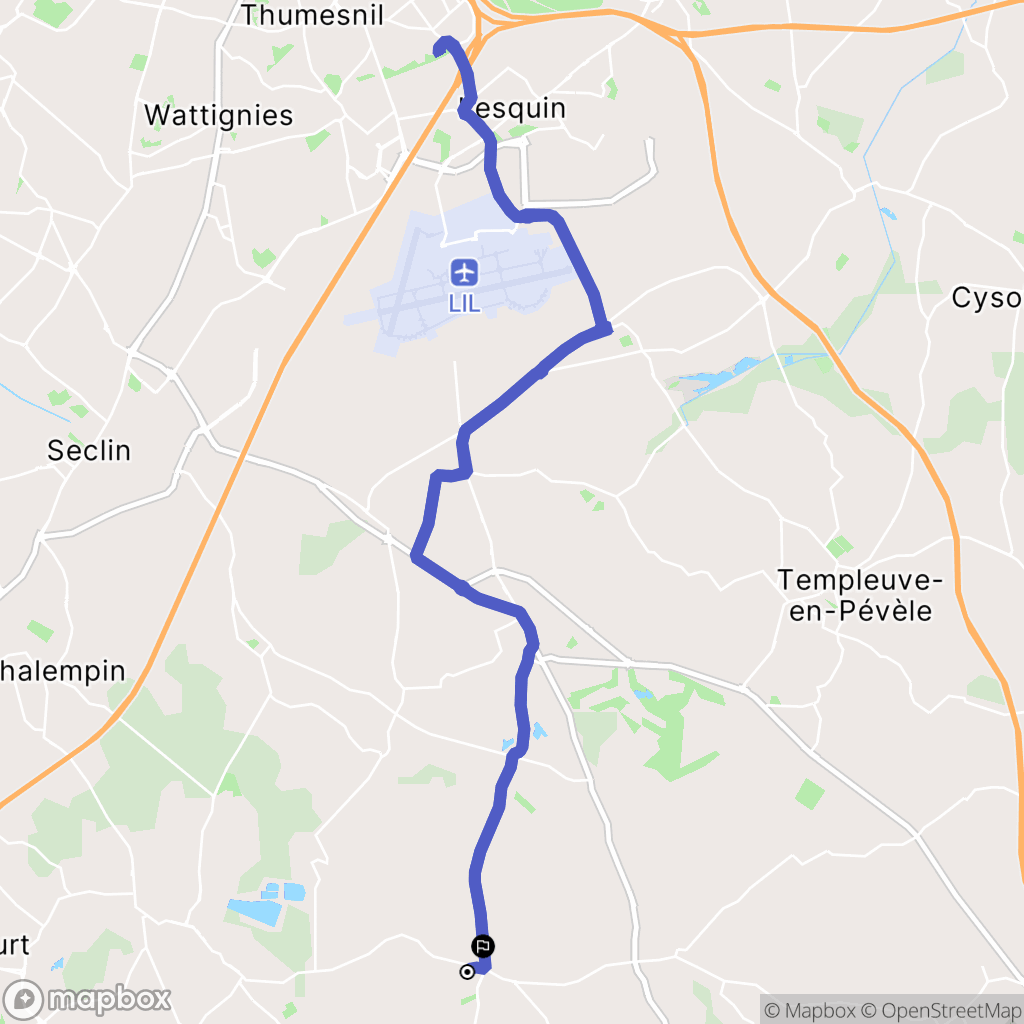 Mons-en-Pévèle : carte du parcours de randonnée - France